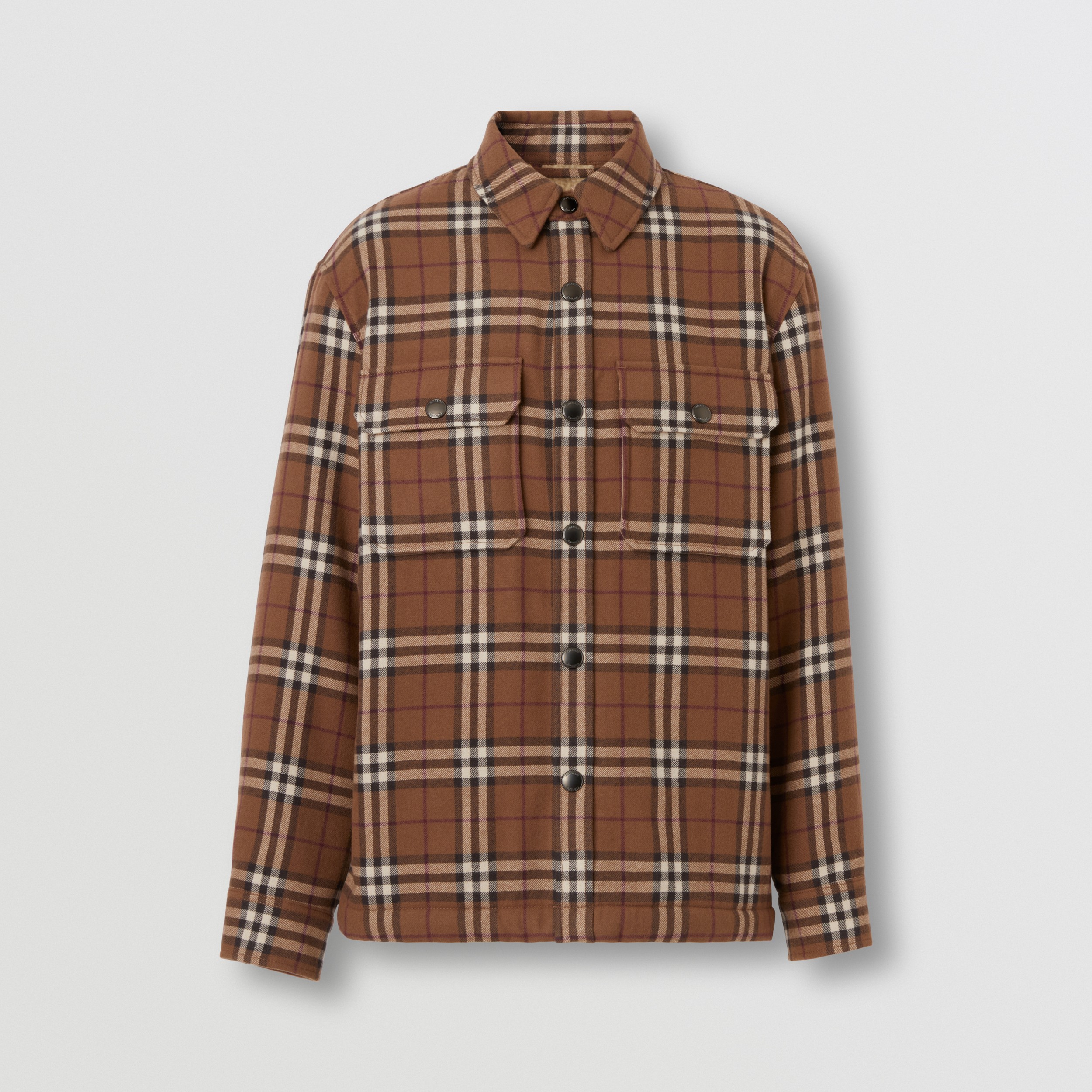 Vintage Check Wool Cotton Overshirt in Birch Brown - Men | Burberry® Official - 4