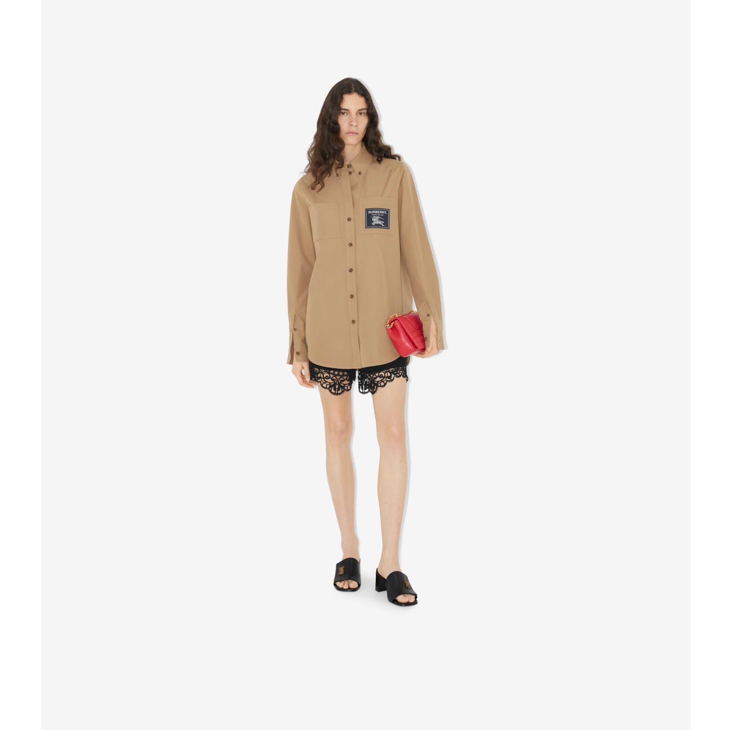 Prorsum Label Cotton Shirt in Camel Women Burberry Official