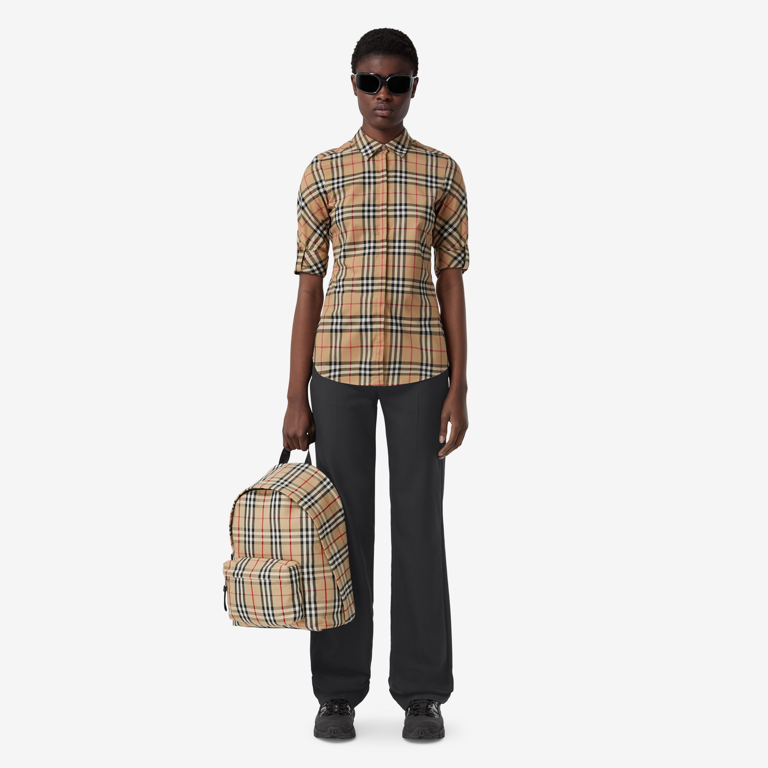 Vintage Check Nylon Backpack in Archive Beige | Burberry® Official - 4