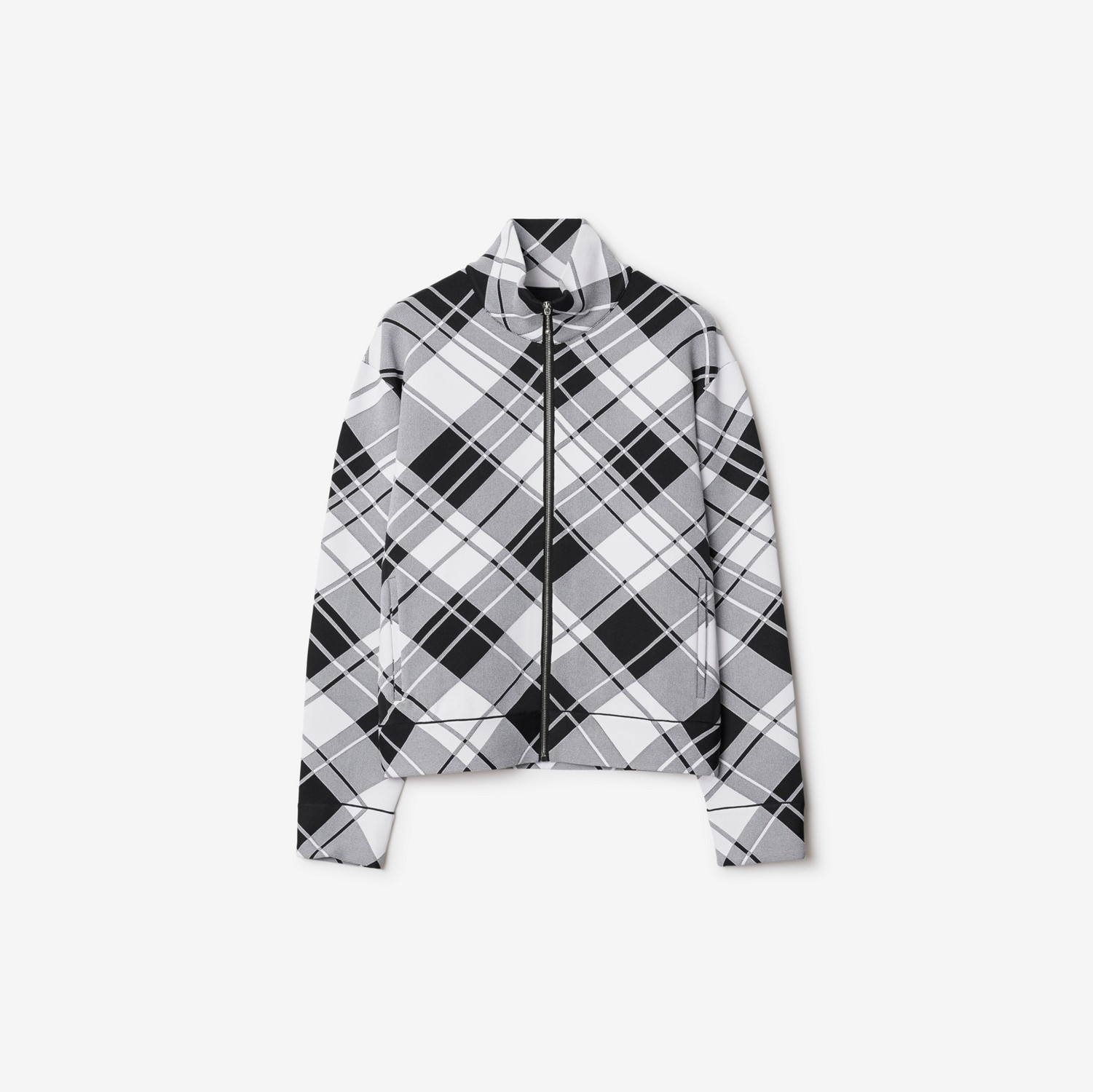 Check Nylon Blend Jacket in Black/white - Men | Burberry® Official
