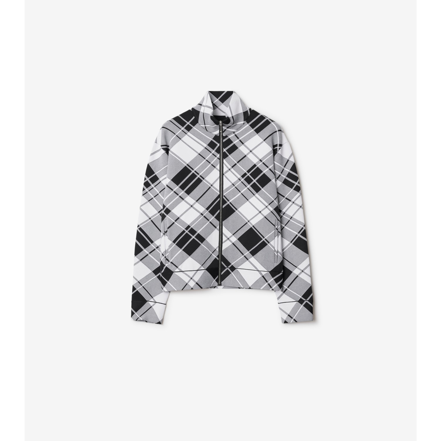 Check Nylon Blend Jacket in Black/white - Men | Burberry® Official