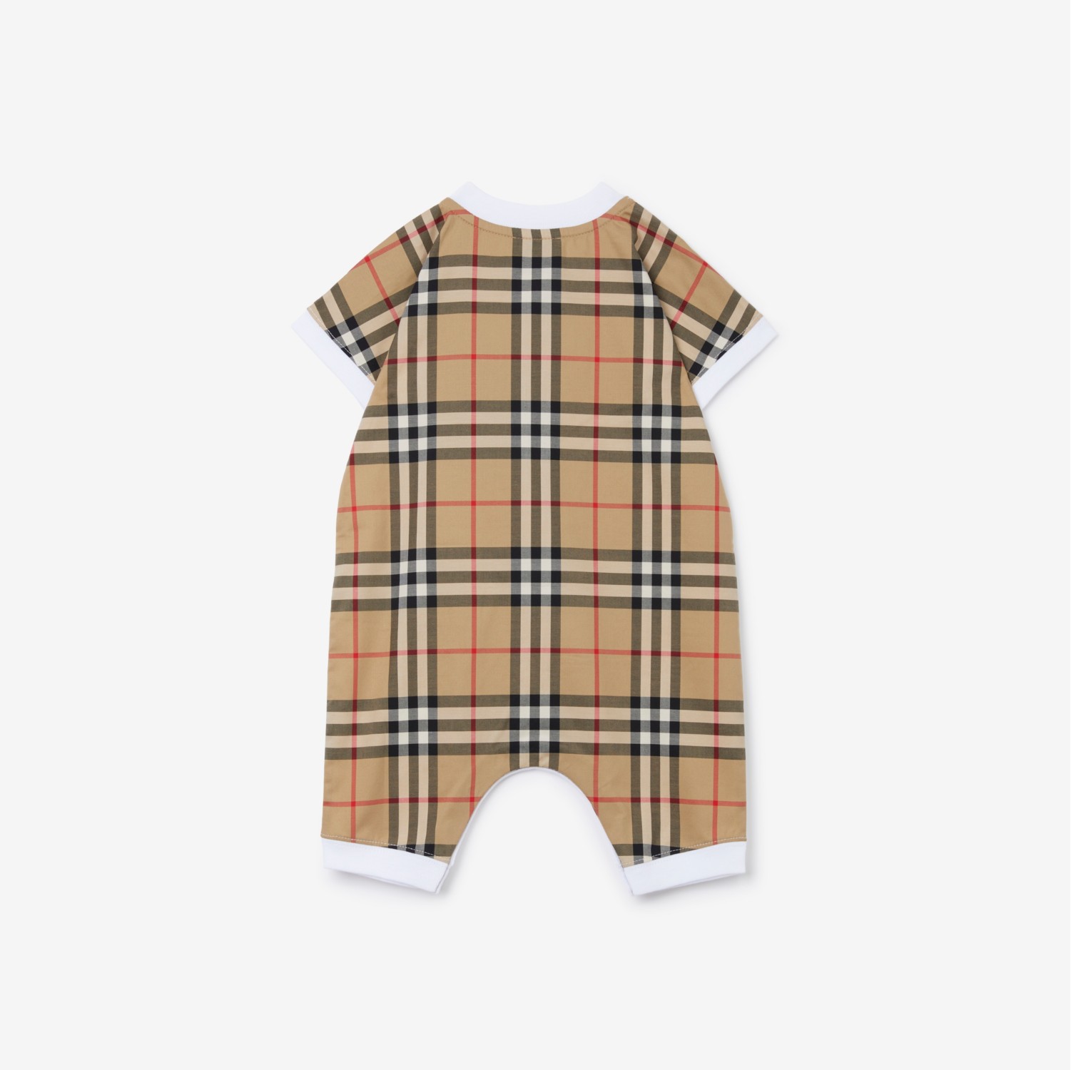 Check Panel Cotton Playsuit in White - Children | Burberry® Official