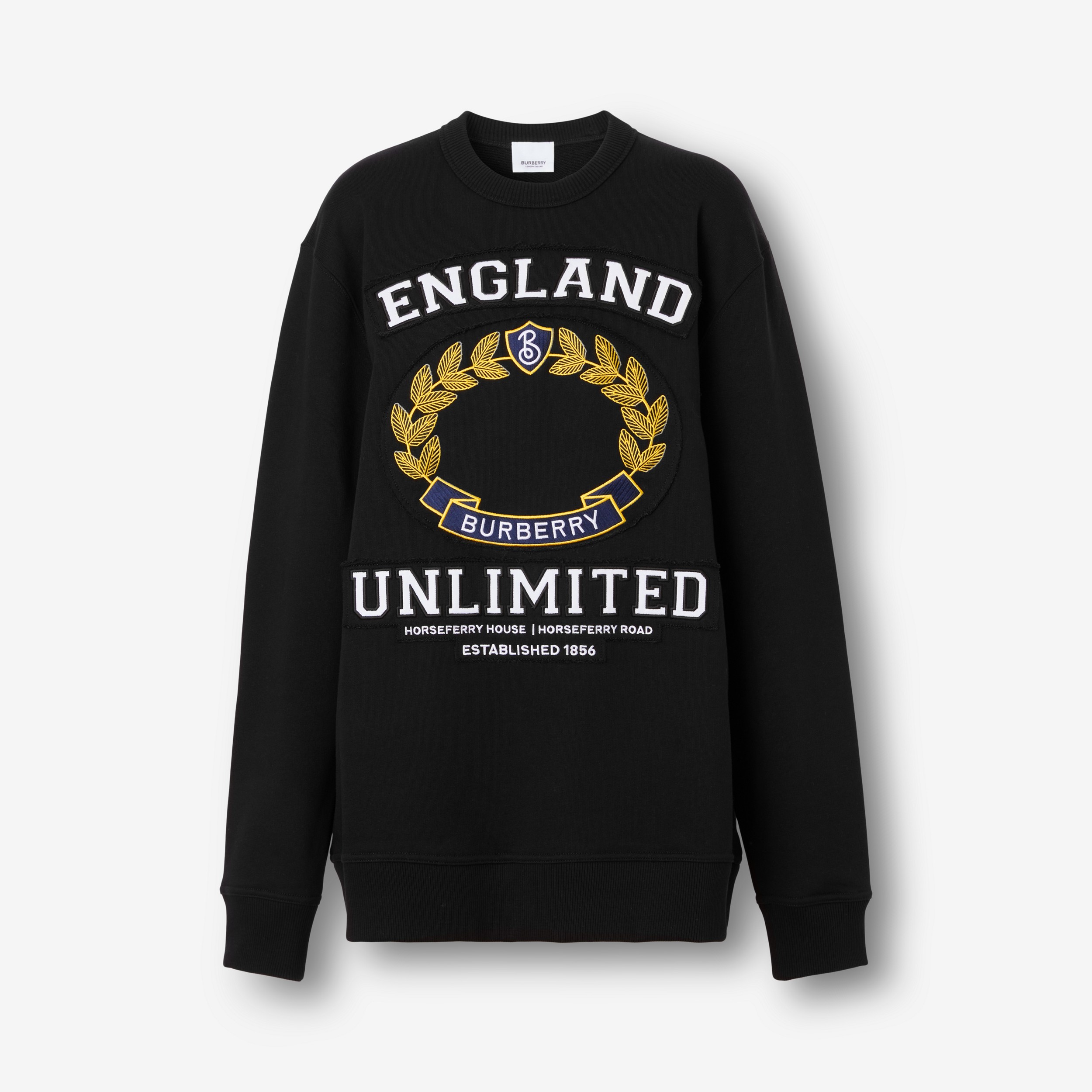 Oversize-Sweatshirt aus Baumwolle mit College-Emblem (Schwarz) - Damen | Burberry® - 1