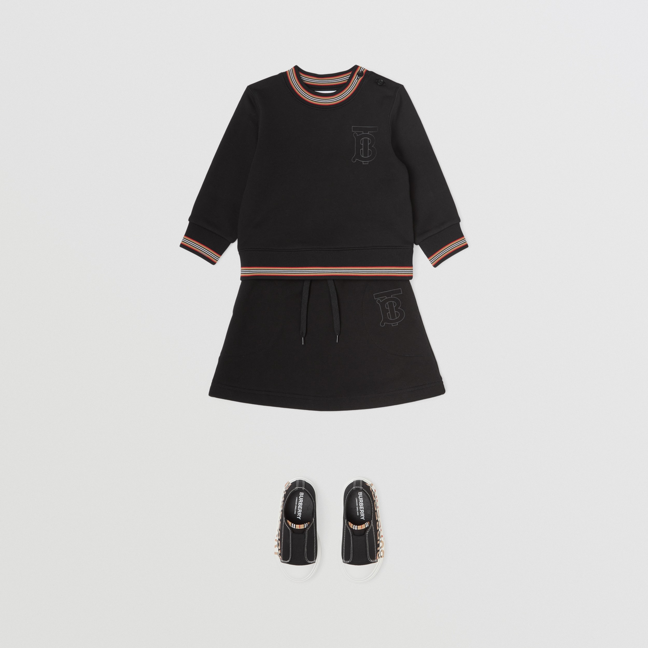 Monogram Motif Cotton Drawcord Skirt in Black - Children | Burberry® Official - 3