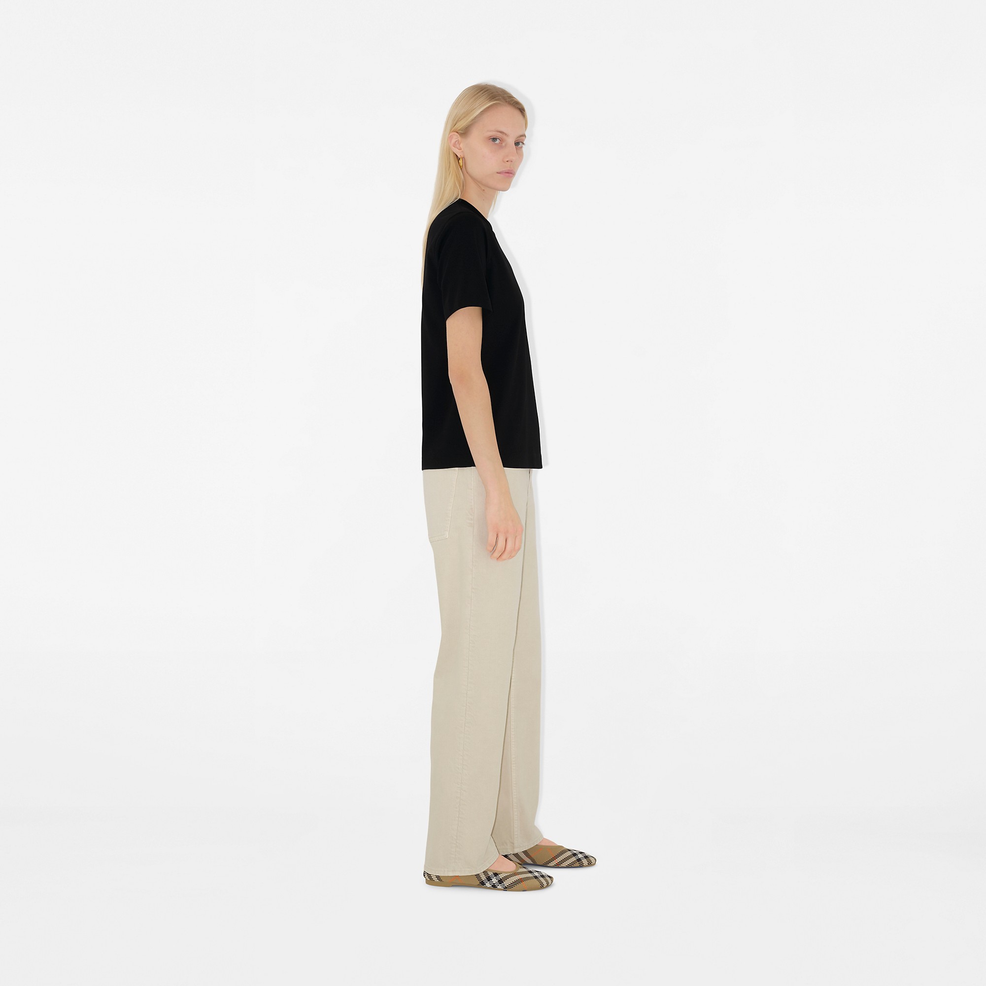 Check Label Cotton T-shirt in Black - Women | Burberry® Official Check Label Cotton T-shirt in Black - Women | Burberry® Official