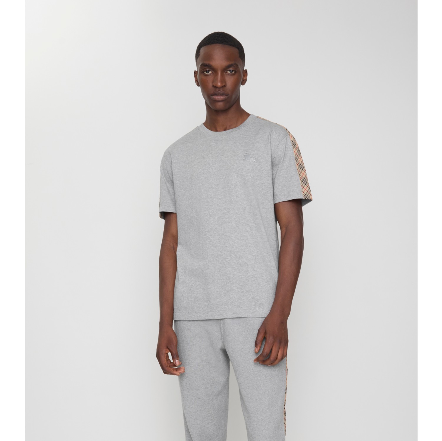 Check Trim Cotton T-shirt