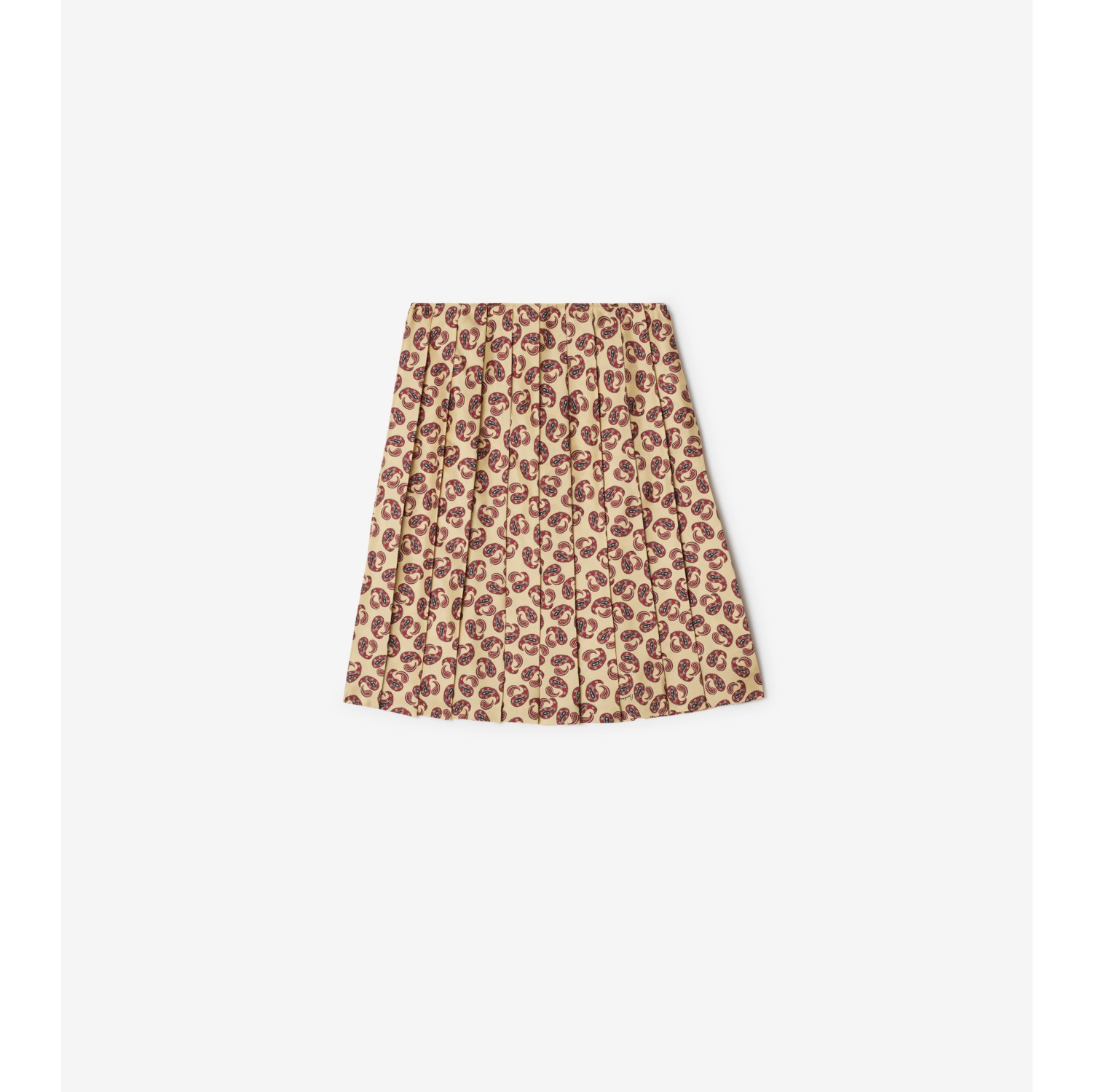 Pleated Paisley Silk Skirt