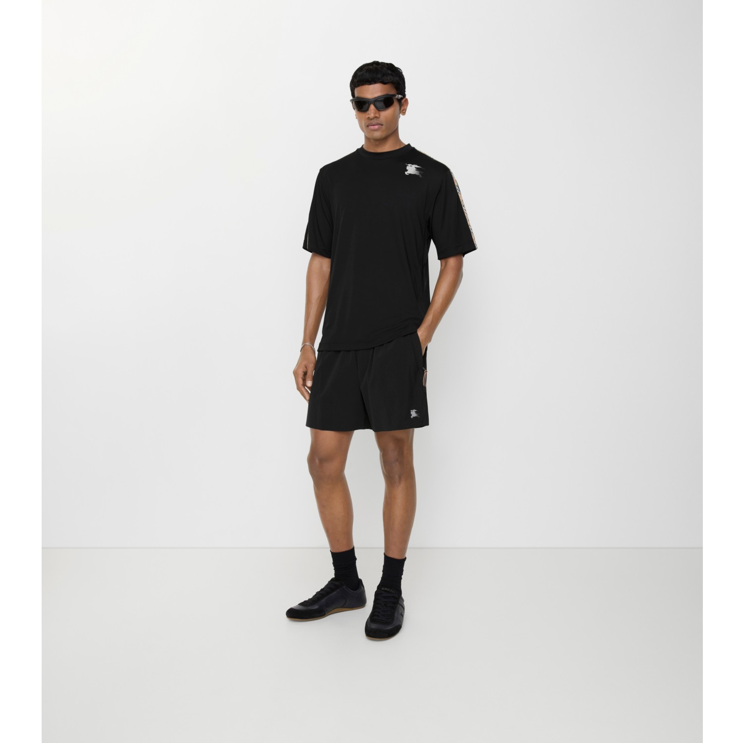 Check Trim Stretch Nylon Shorts