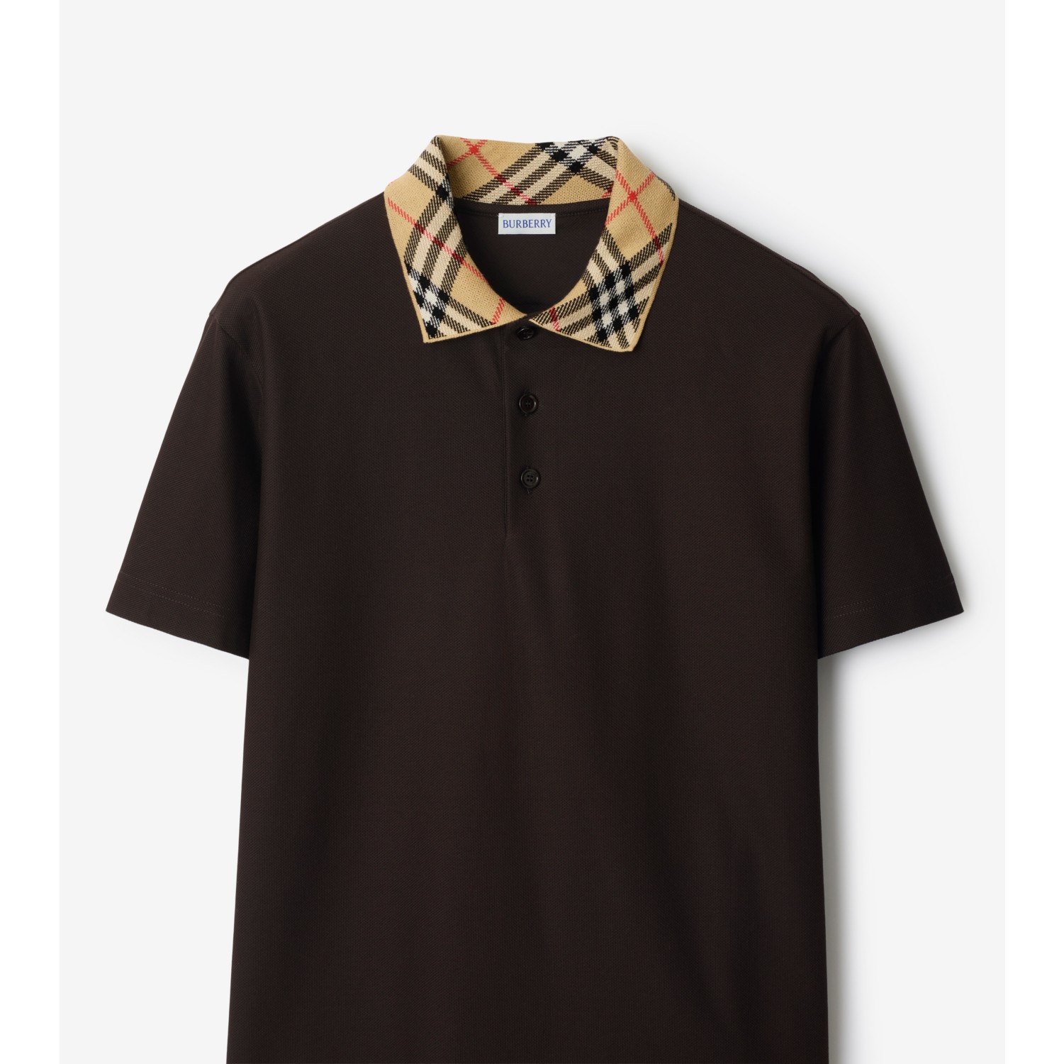 Check Collar Cotton Polo Shirt