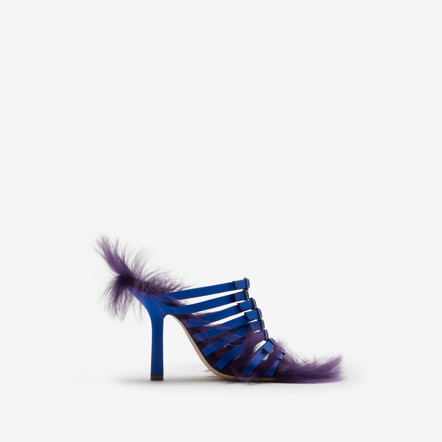 缎面 Step Fuzz 凉鞋 (骑士蓝 / 缎带紫) - 女士 | Burberry® 博柏利官网