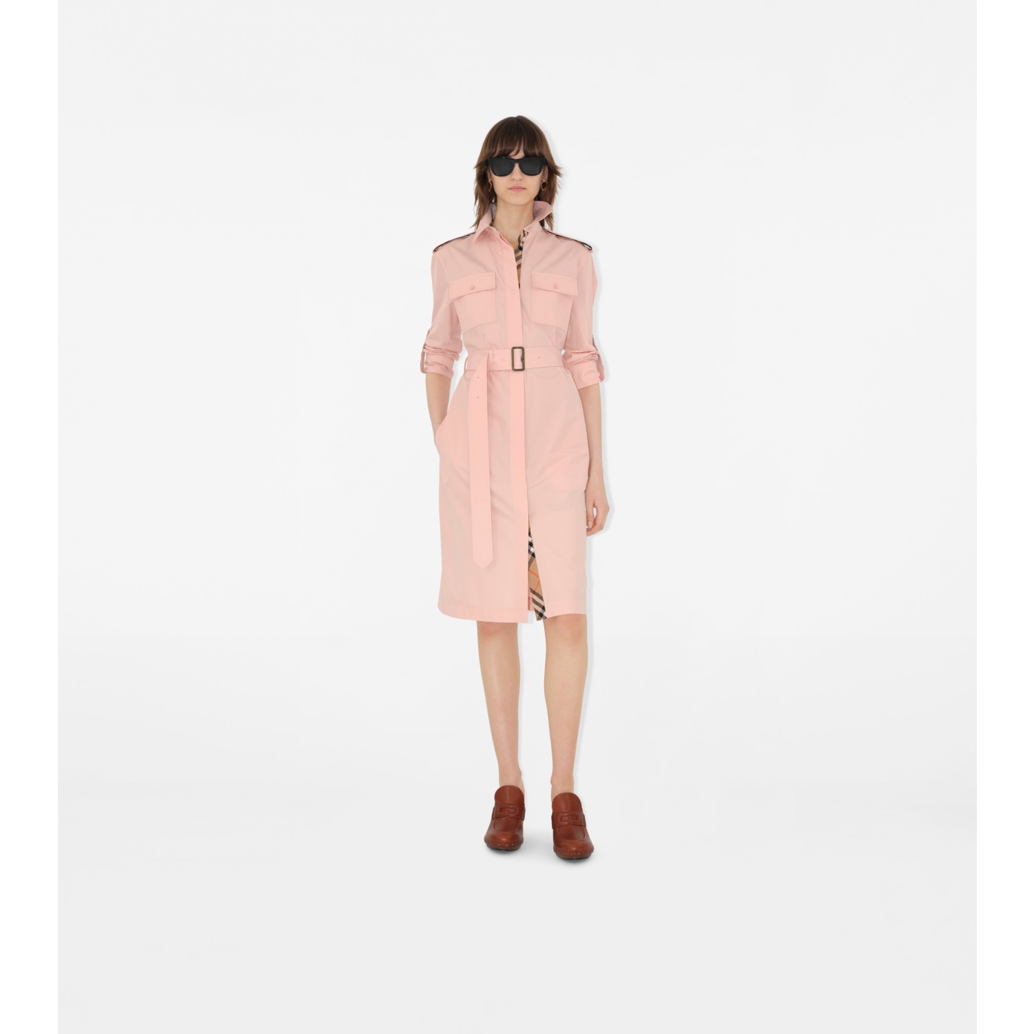 Robe chemise en popeline de coton