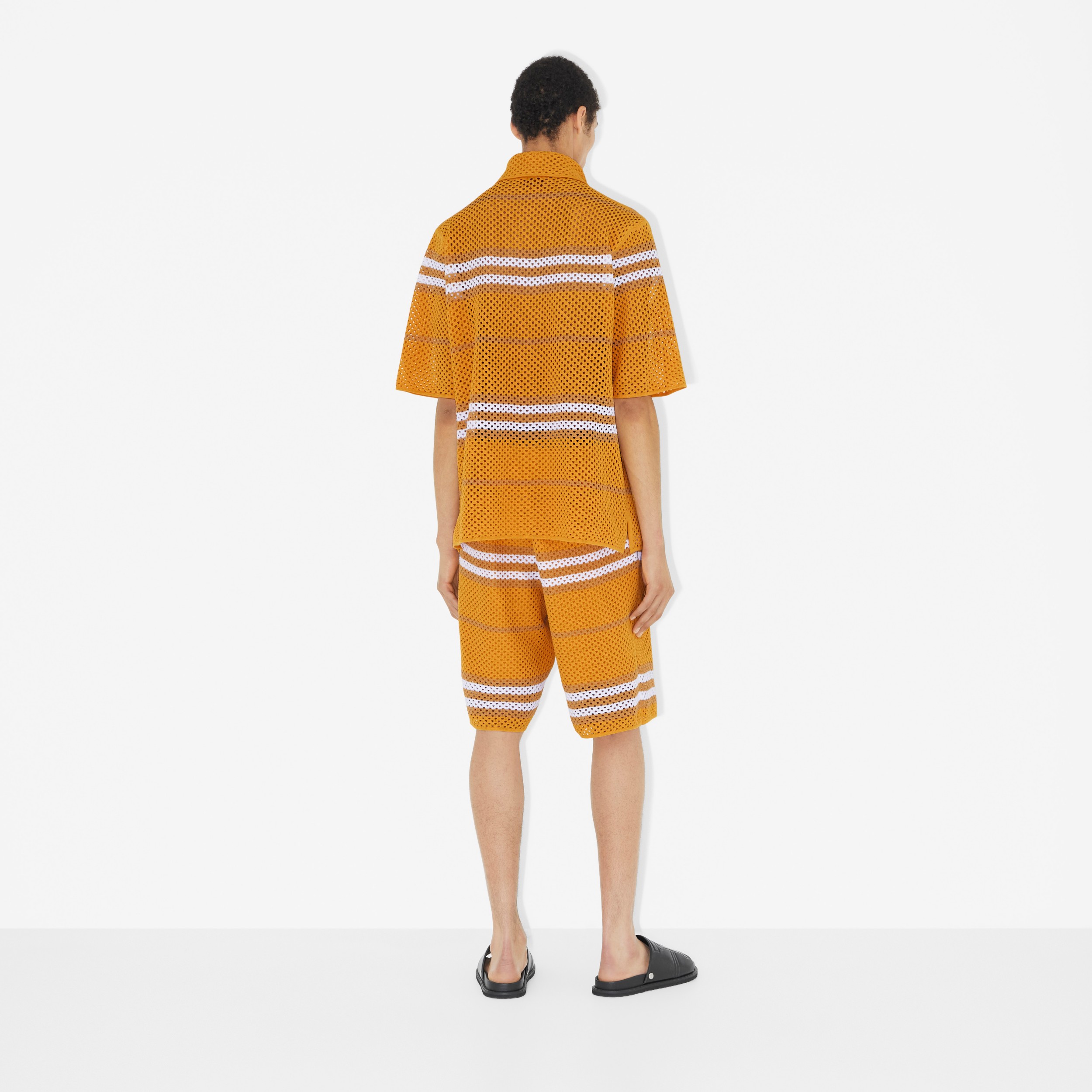 标志性条纹镂空针织宽松衬衫 (金盏花色) - 男士 | Burberry® 博柏利官网 - 4