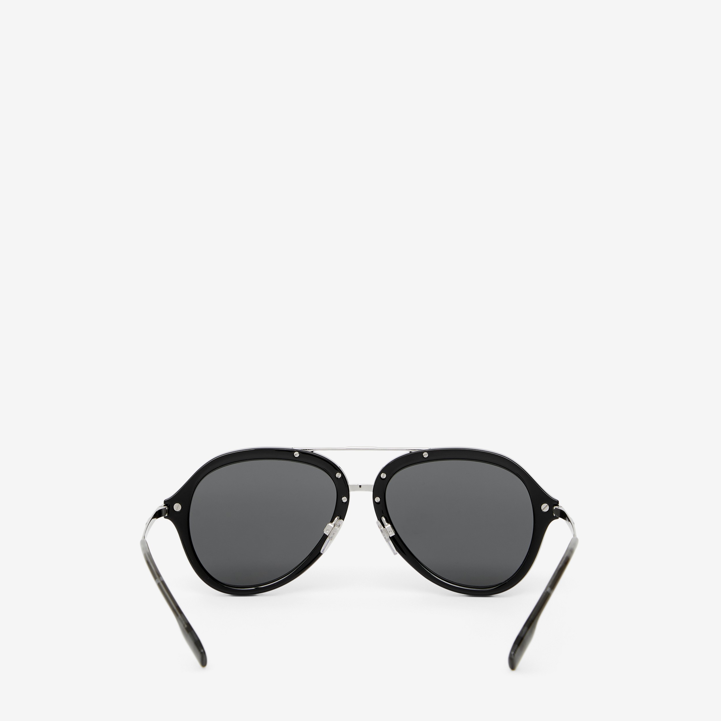 Gafas de sol estilo aviador con detalle a cuadros (Negro) - Hombre | Burberry® oficial - 3