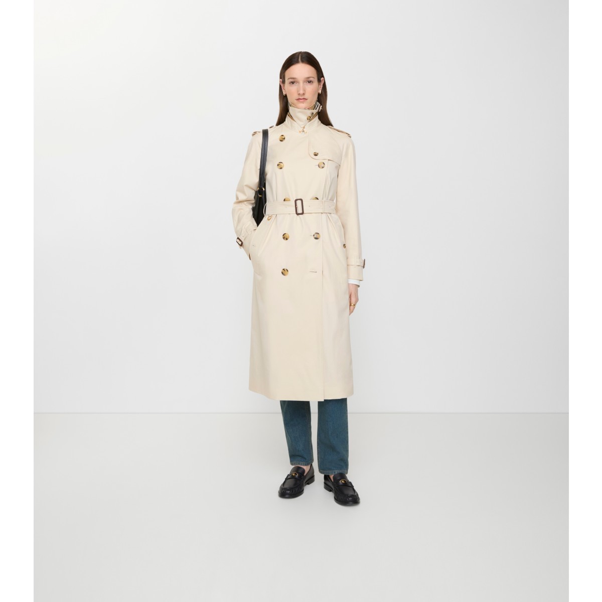  Check Long Tropical Gabardine Waterloo Trench Coat