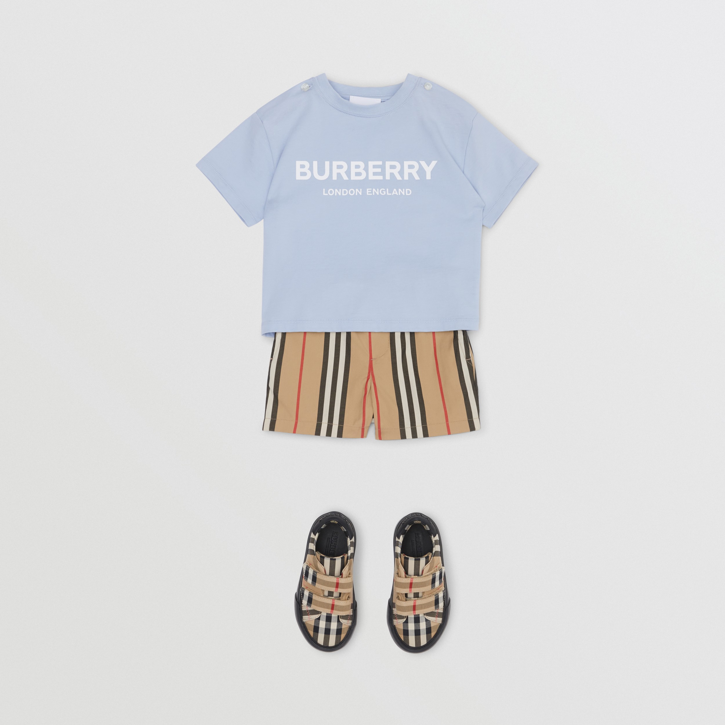 Logo Print Cotton T-shirt in Light Blue - Children | Burberry United States