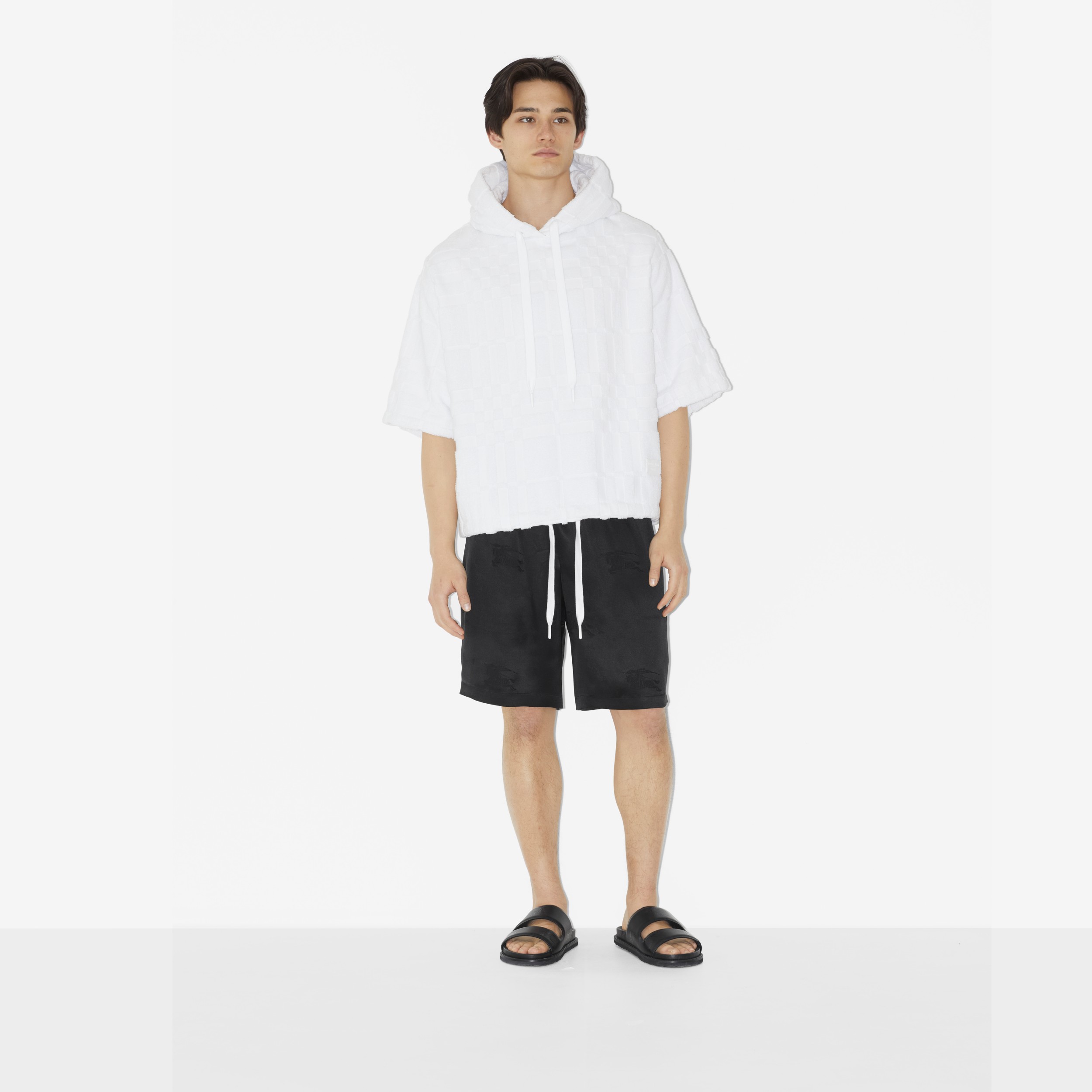 Check Cotton Hoodie in White - Men | Burberry® Official - 2