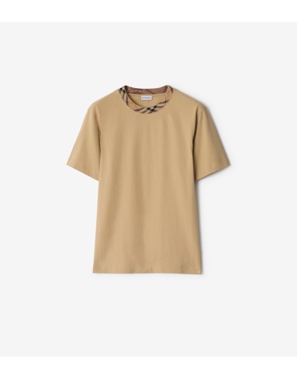 チェックトリム コットンTシャツ