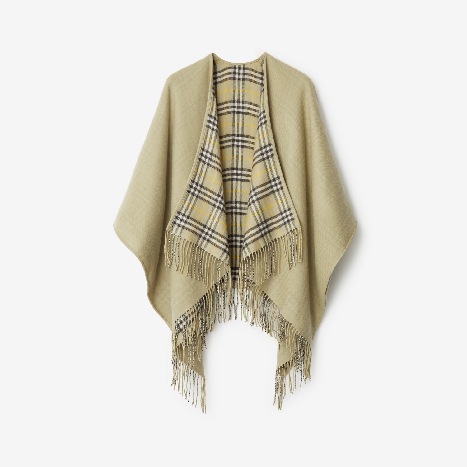Reversible Check Wool Cape