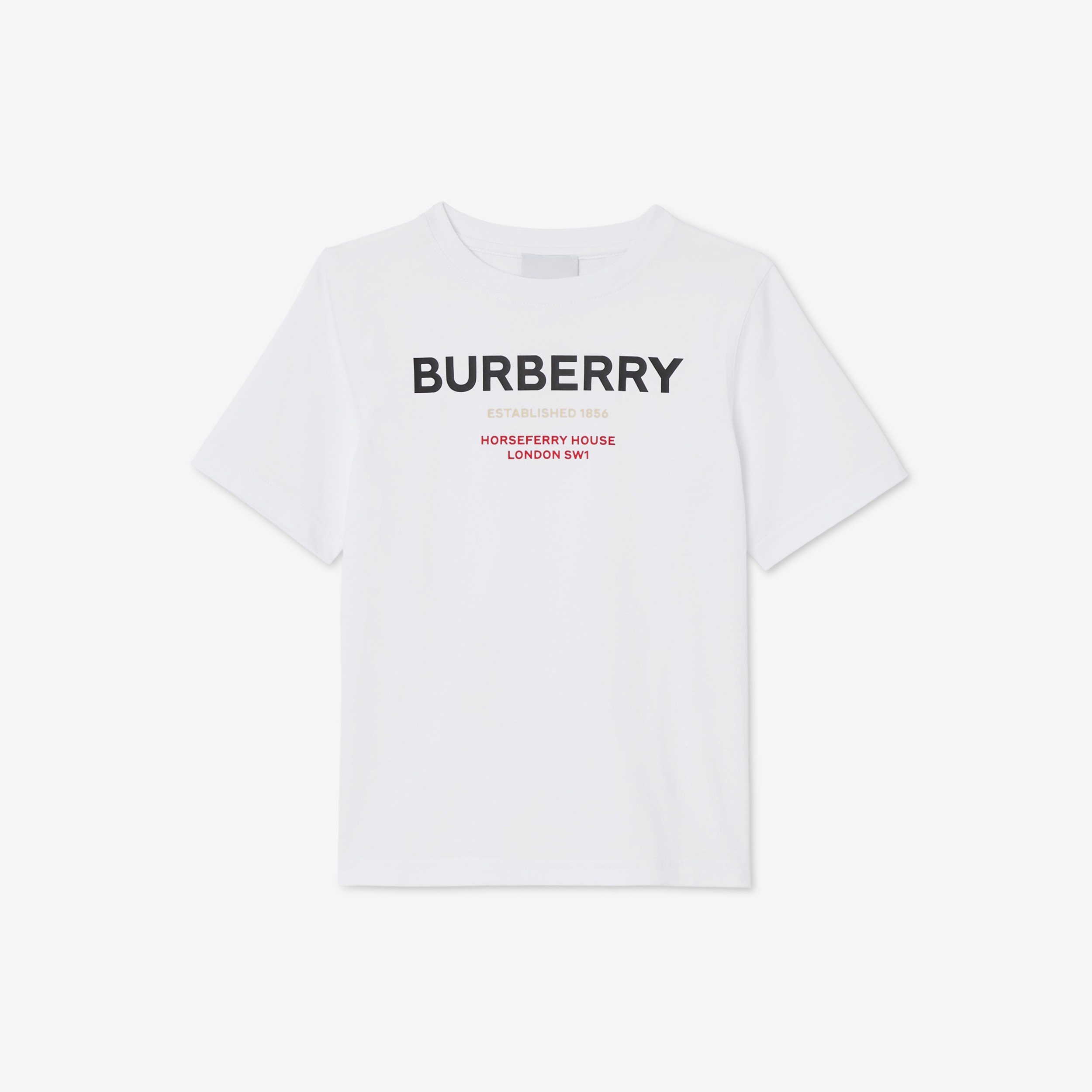 Horseferry Print Cotton T-shirt in White | Burberry® Official - 1