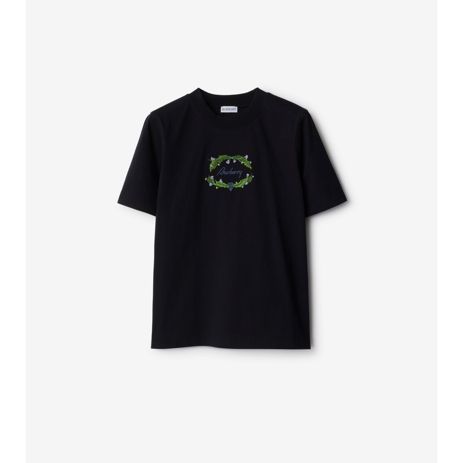 Camiseta de algodão com estampa de cardos e logotipo