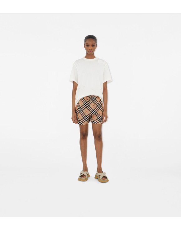 Check Silk Pyjama Shorts