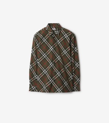 Check Cotton Shirt in Loch - Men | Burberry® Official