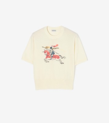 Cross Stitch Knight Wool Top in Chalk white - Women | Burberry® Official
