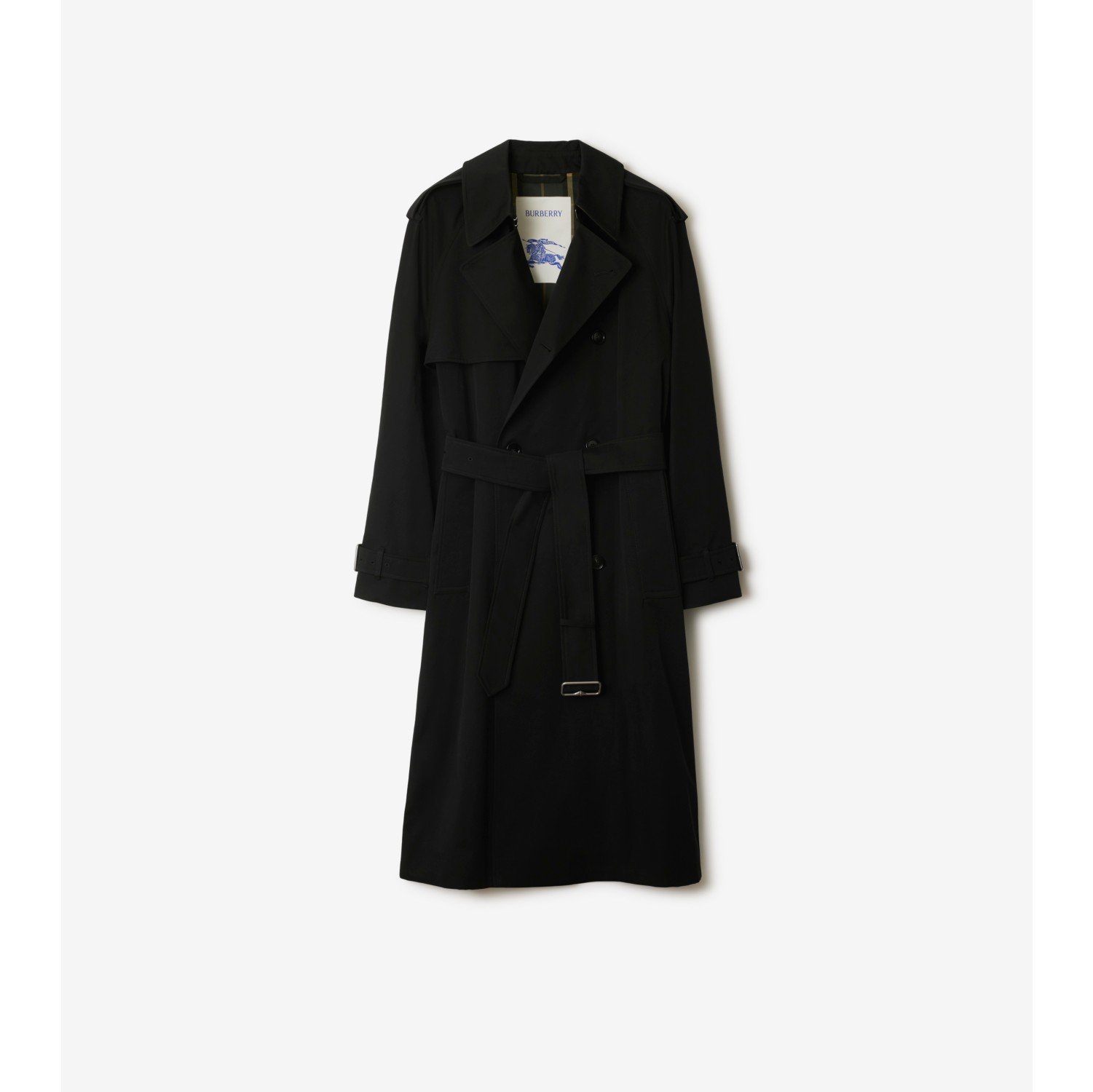 Long Gabardine Trench Coat in Black Men Cotton Burberry Official