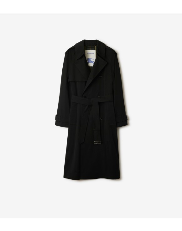 Trench coat largo en gabardina