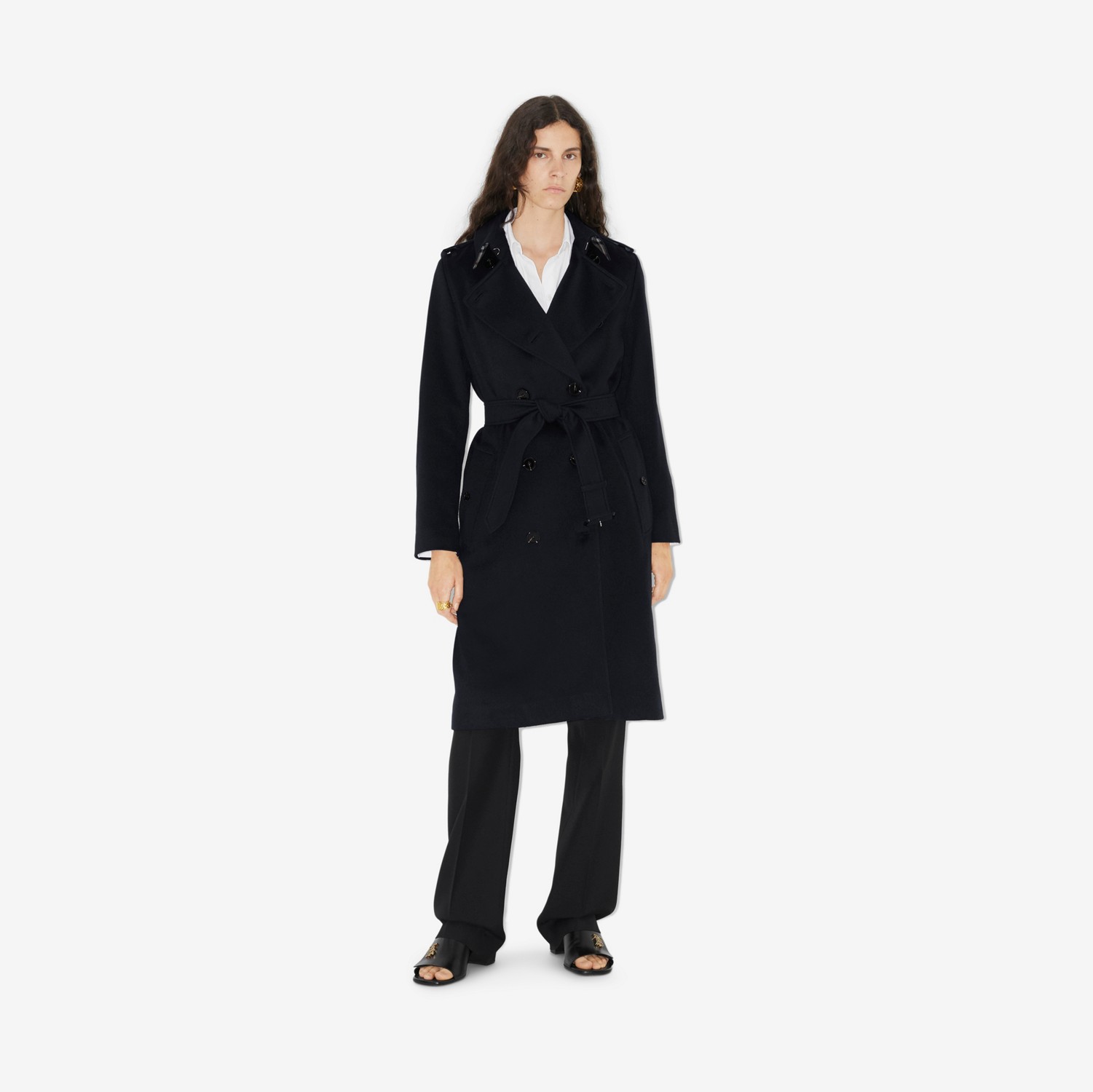 Trench coat Kensington in cashmere (Blu Carbone Scuro) - Donna | Sito ufficiale Burberry®