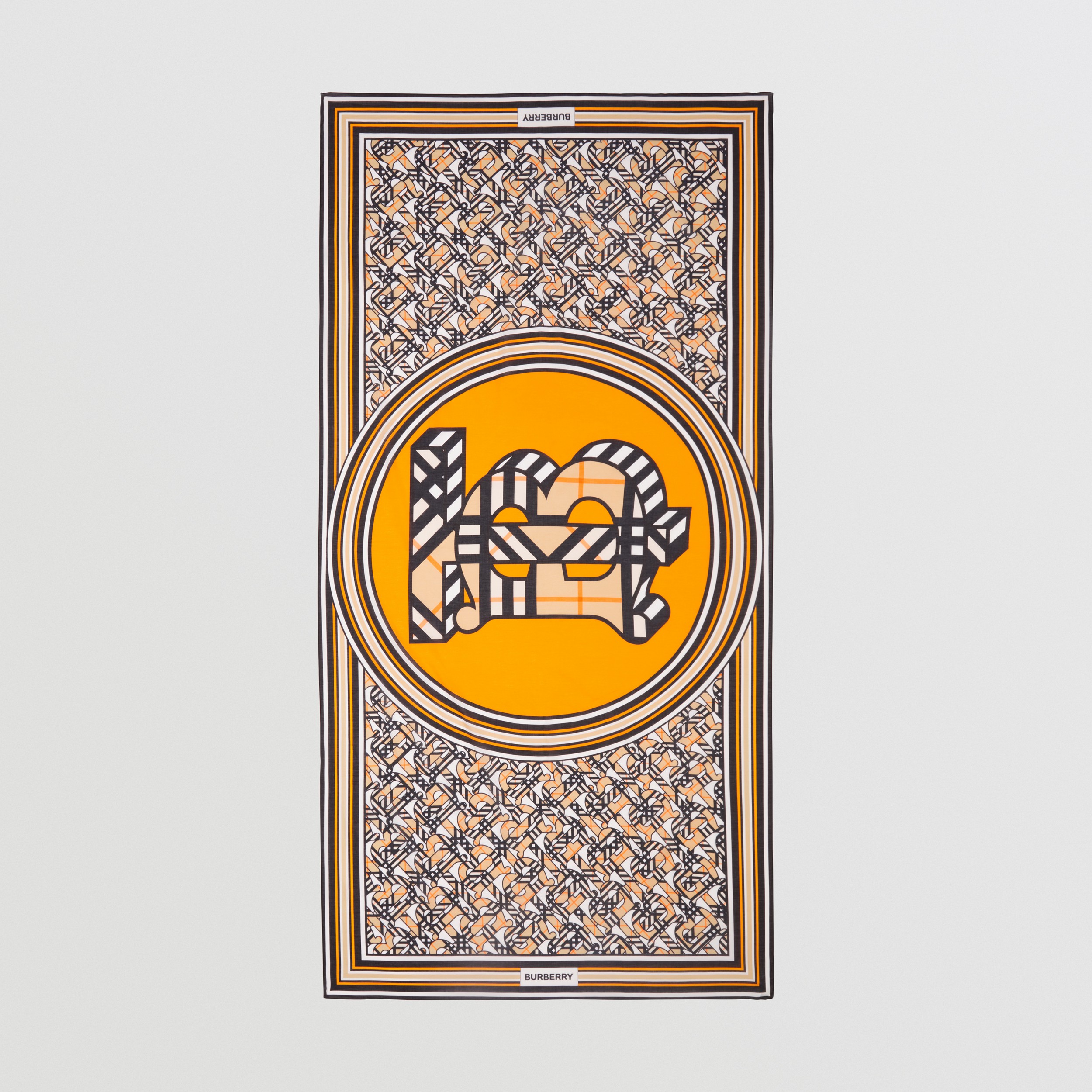 Paréo en coton Monogram (Orange Vif) | Site officiel Burberry® - 4