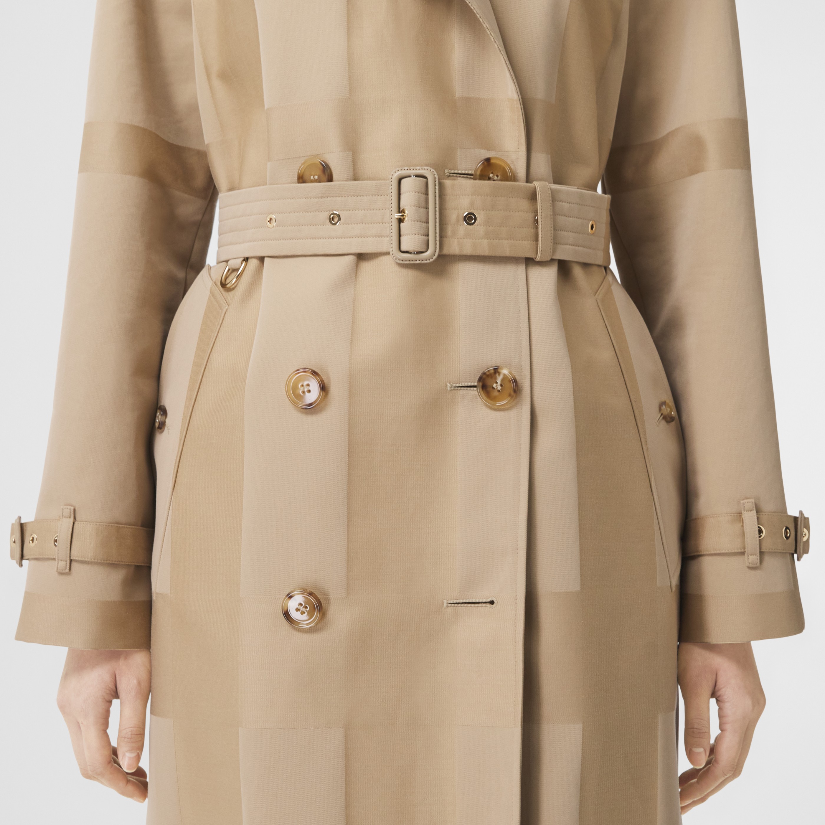 チェック コットンギャバジン トレンチコート ハニー ウィメンズ バーバリー