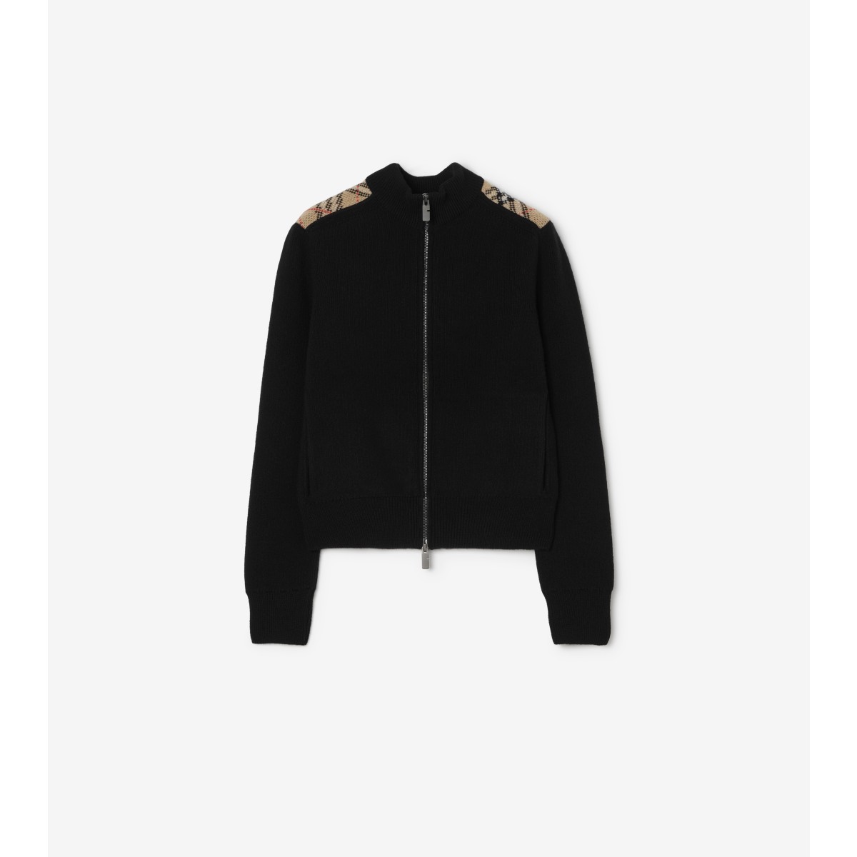  Check Patch Wool Cashmere Cardigan