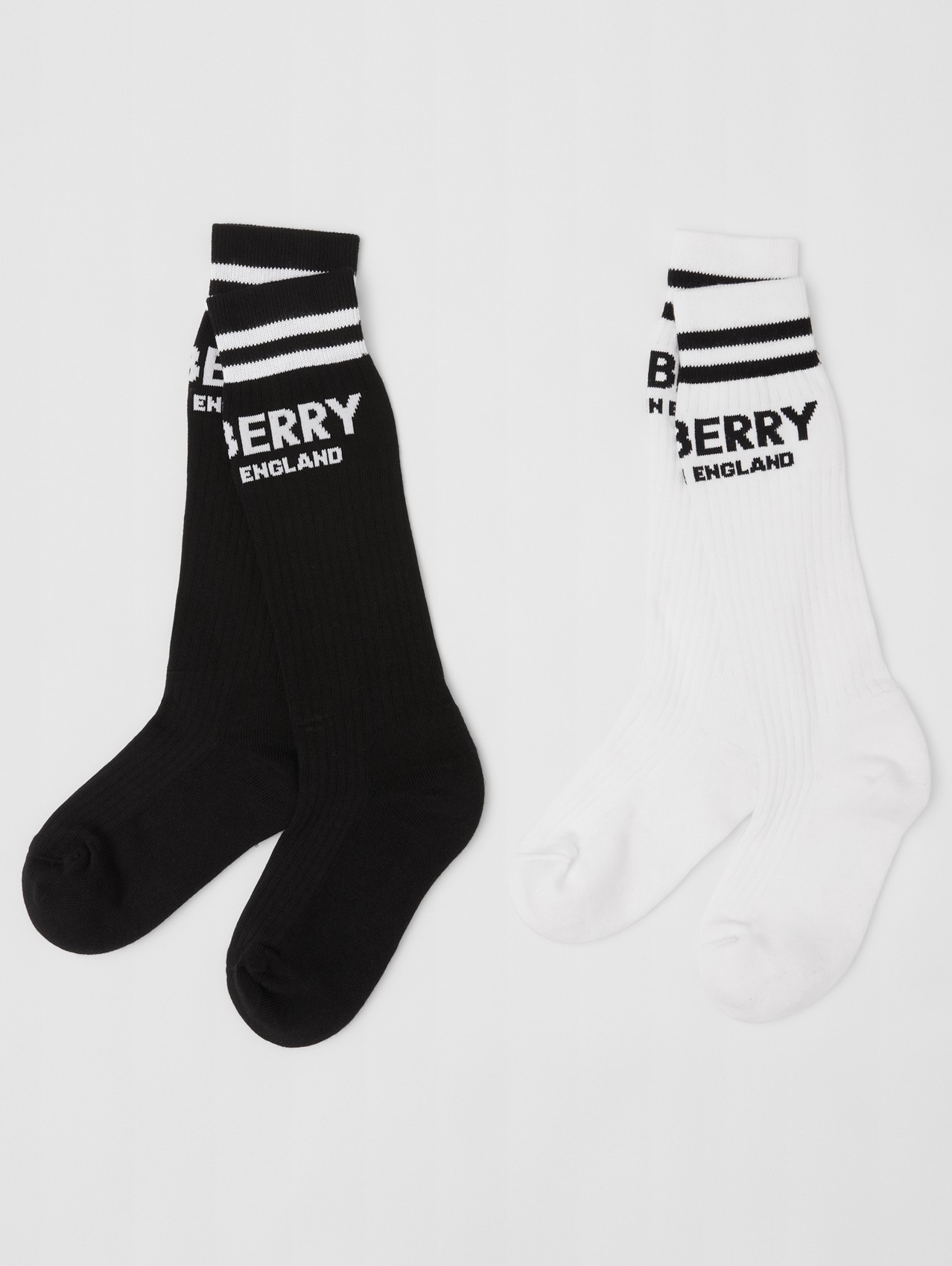 Conjunto de dos pares de calcetines en algodón técnico con logotipo (Blanco Y Negro)