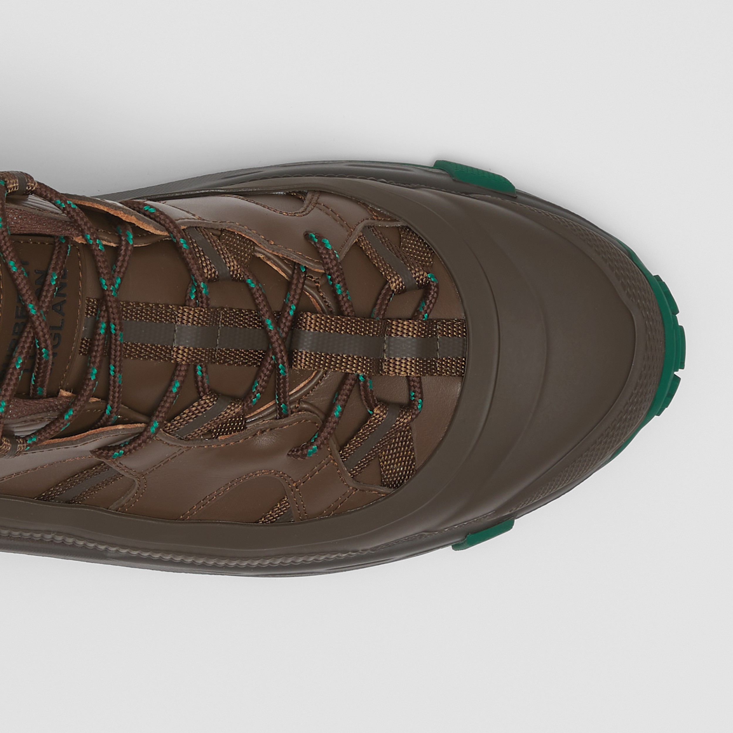 Leather Arthur Sneakers in Dark Mocha/green - Men | Burberry® Official - 2