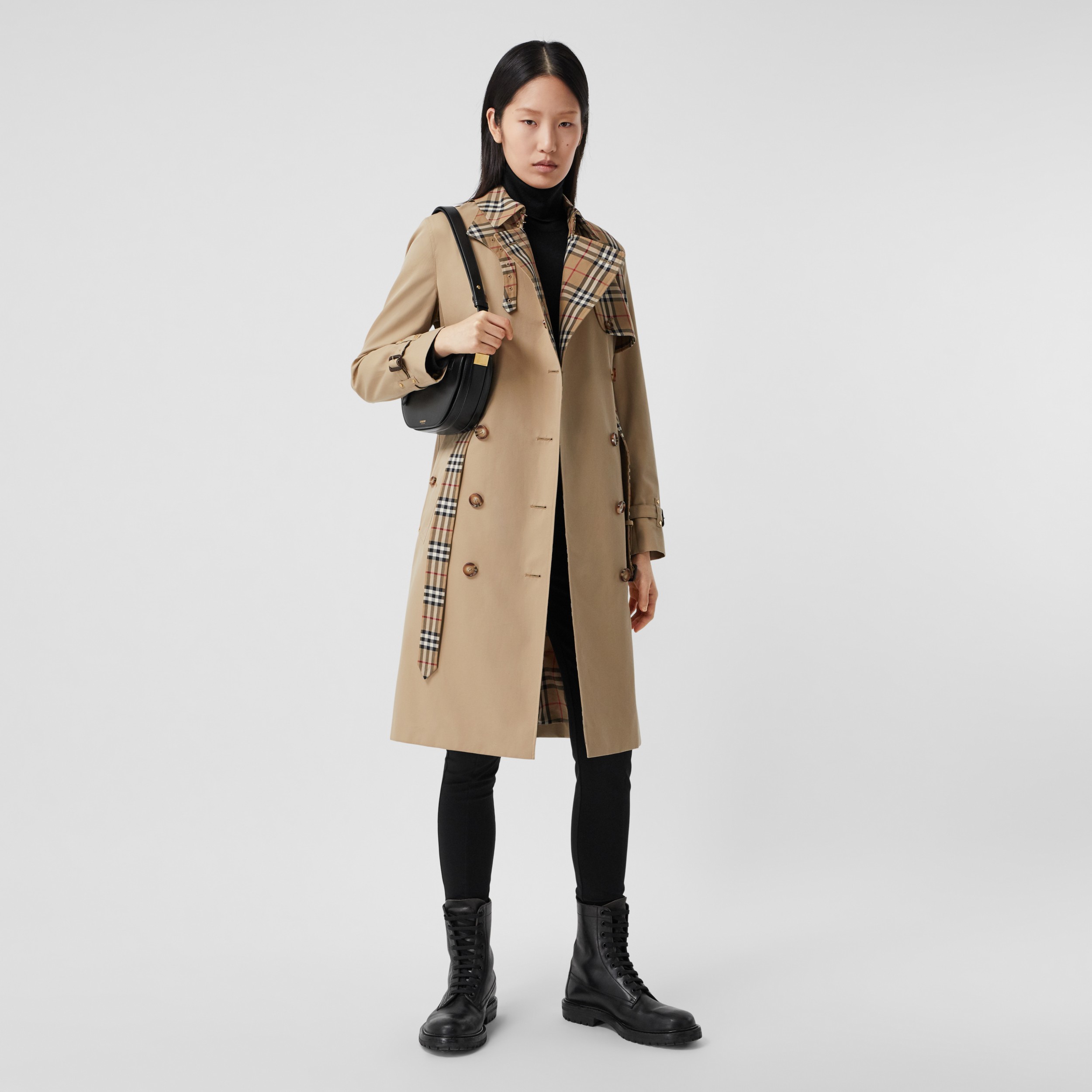 Vintage Check Panel Cotton Gabardine Trench in Honey Women | Burberry® Official