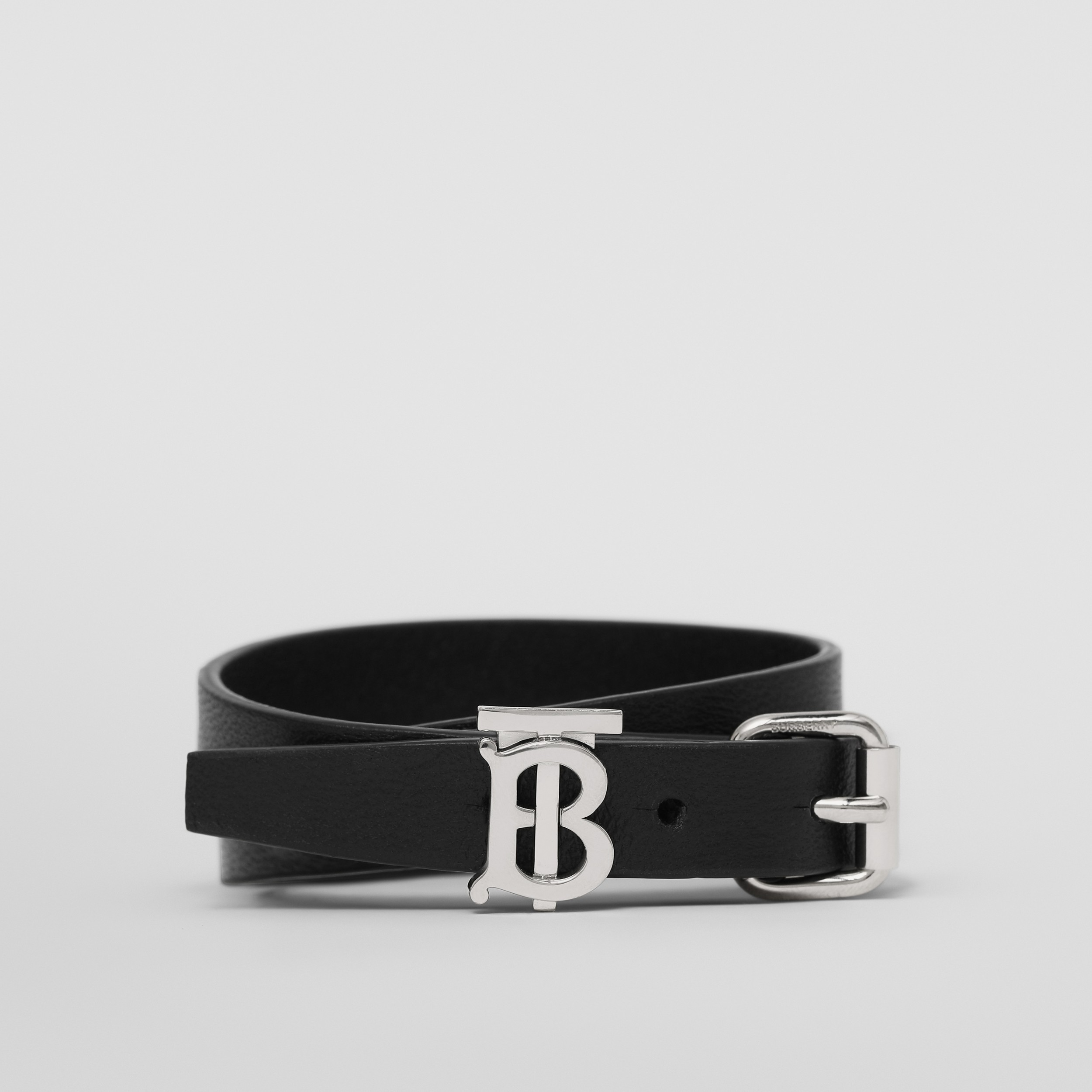 Monogram Motif Leather Bracelet in Black/palladium - Men | Burberry® Official - 1