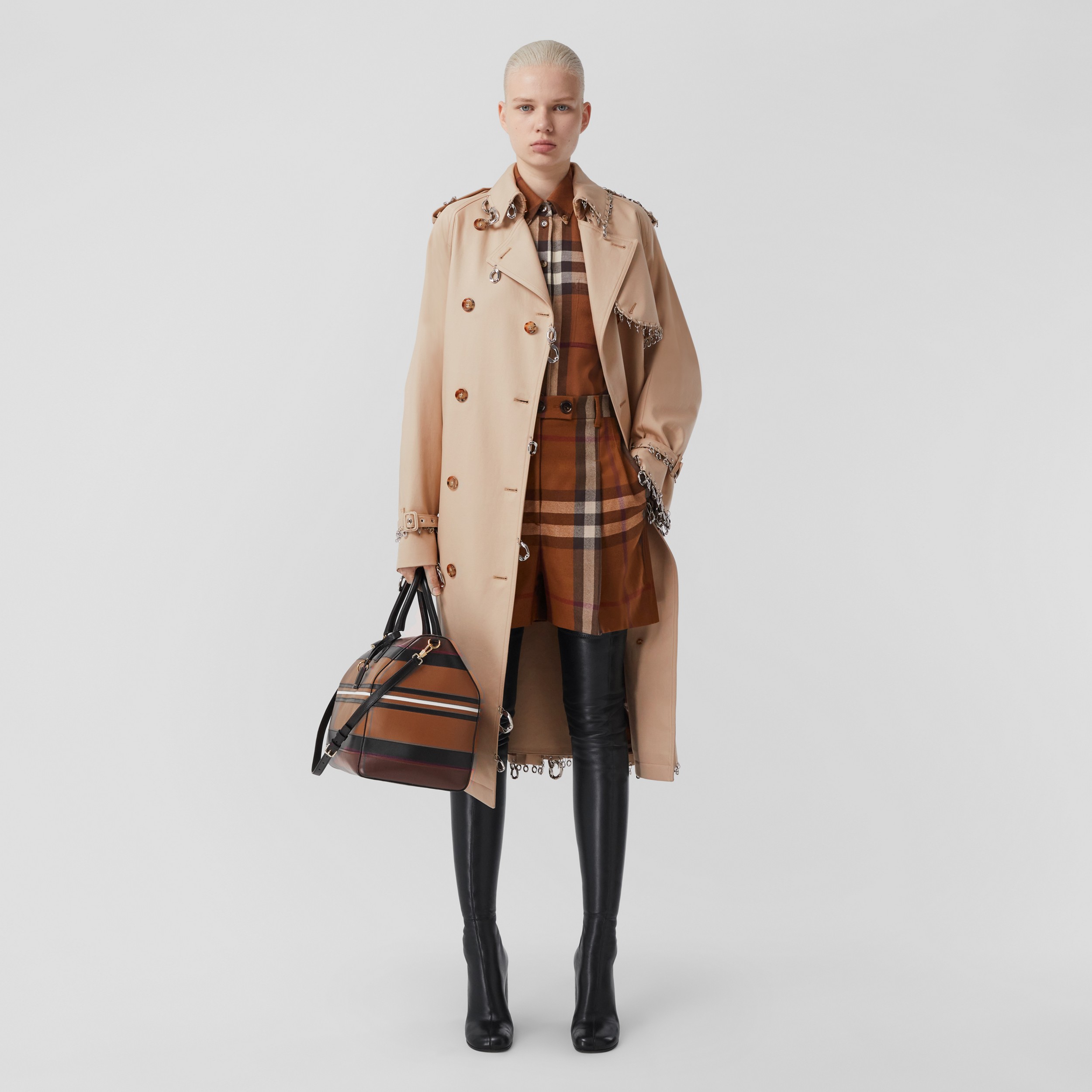 Check Wool Flannel Tailored Shorts in Dark Birch Brown - Women | Burberry® Official - 1