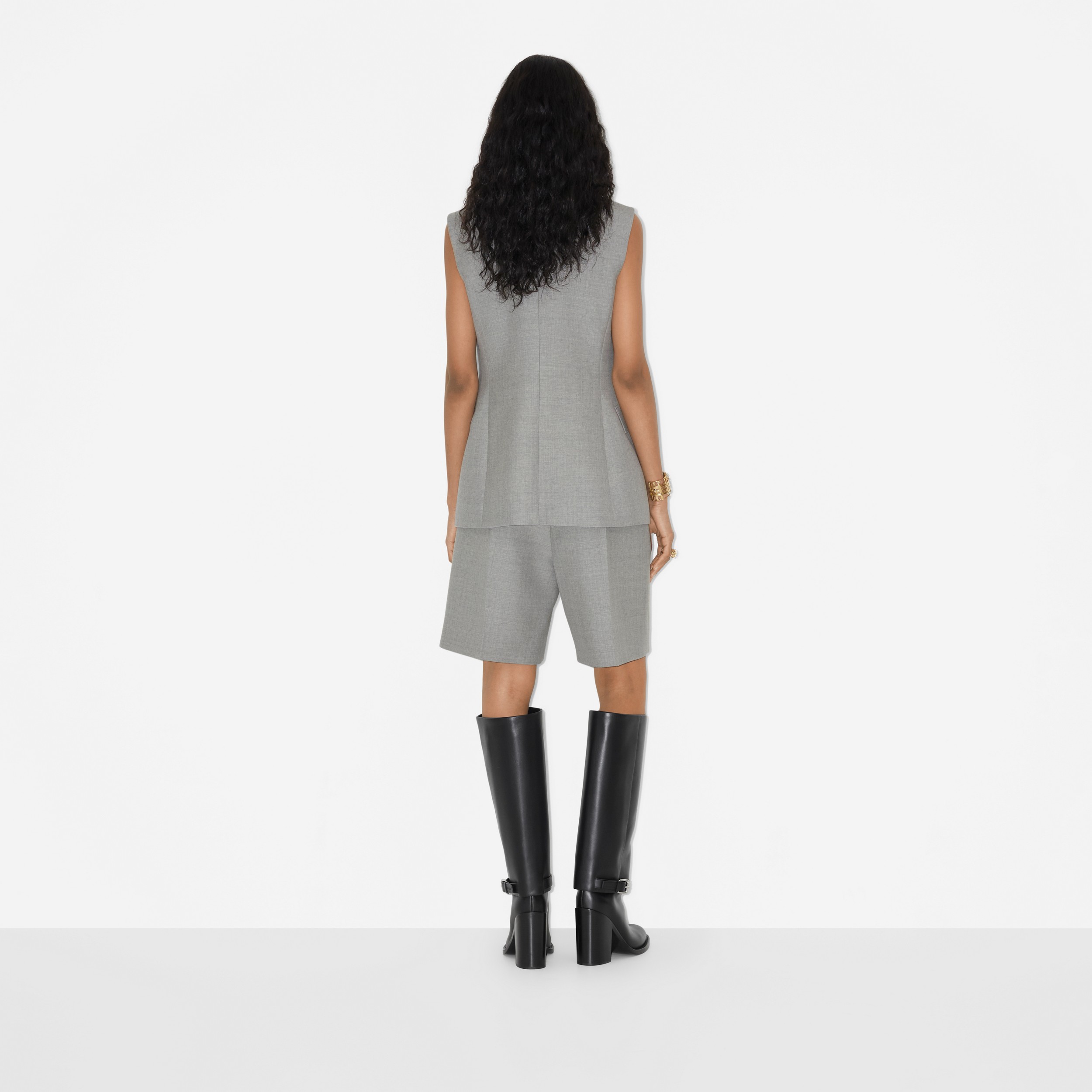 Pantalones cortos de vestir en lana (Mezcla  Gris Claro) - Mujer | Burberry® oficial - 4