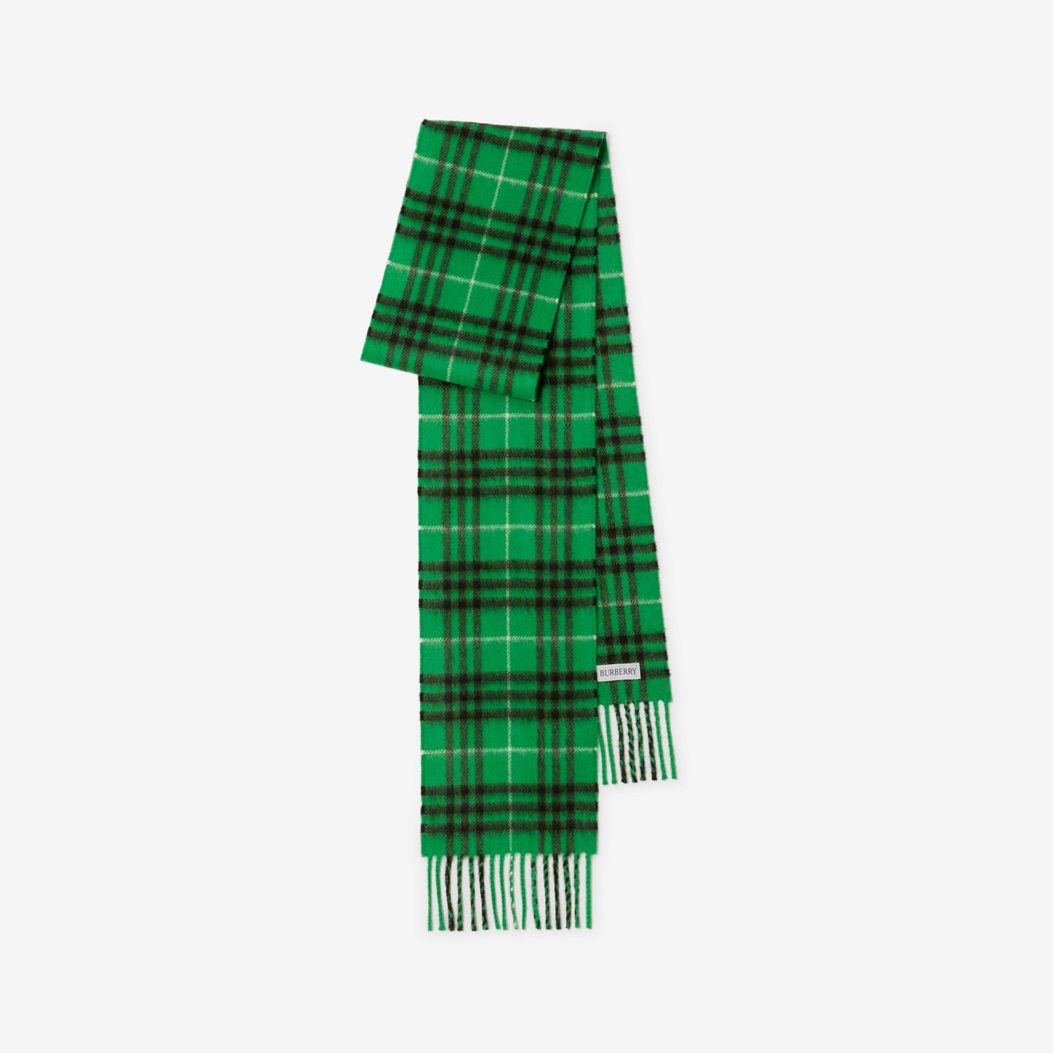 格纹羊绒围巾（线上独售） (毛虫绿) | Burberry® 博柏利官网