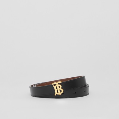 버버리 벨트 Burberry Reversible Monogram Motif Leather Belt,Black/tan/gold