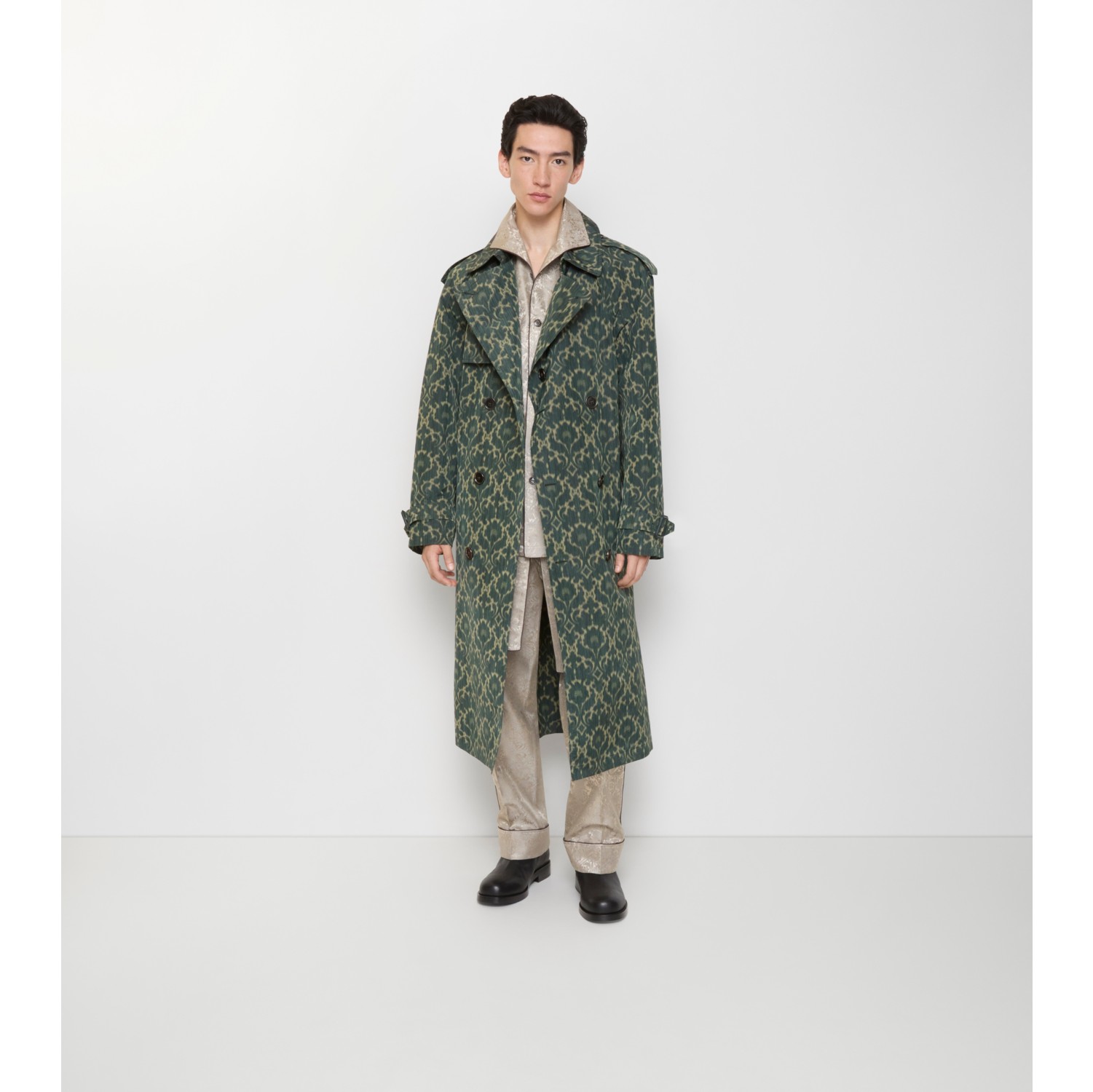 Long Baroque Viscose Blend Trench Coat