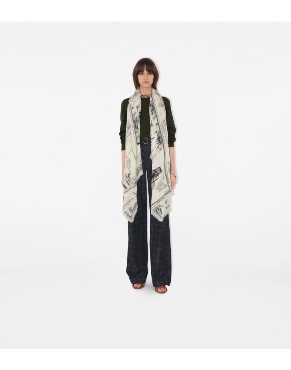 ウィメンズ シルク、ウール、カシミアスカーフ | Burberry® 公式