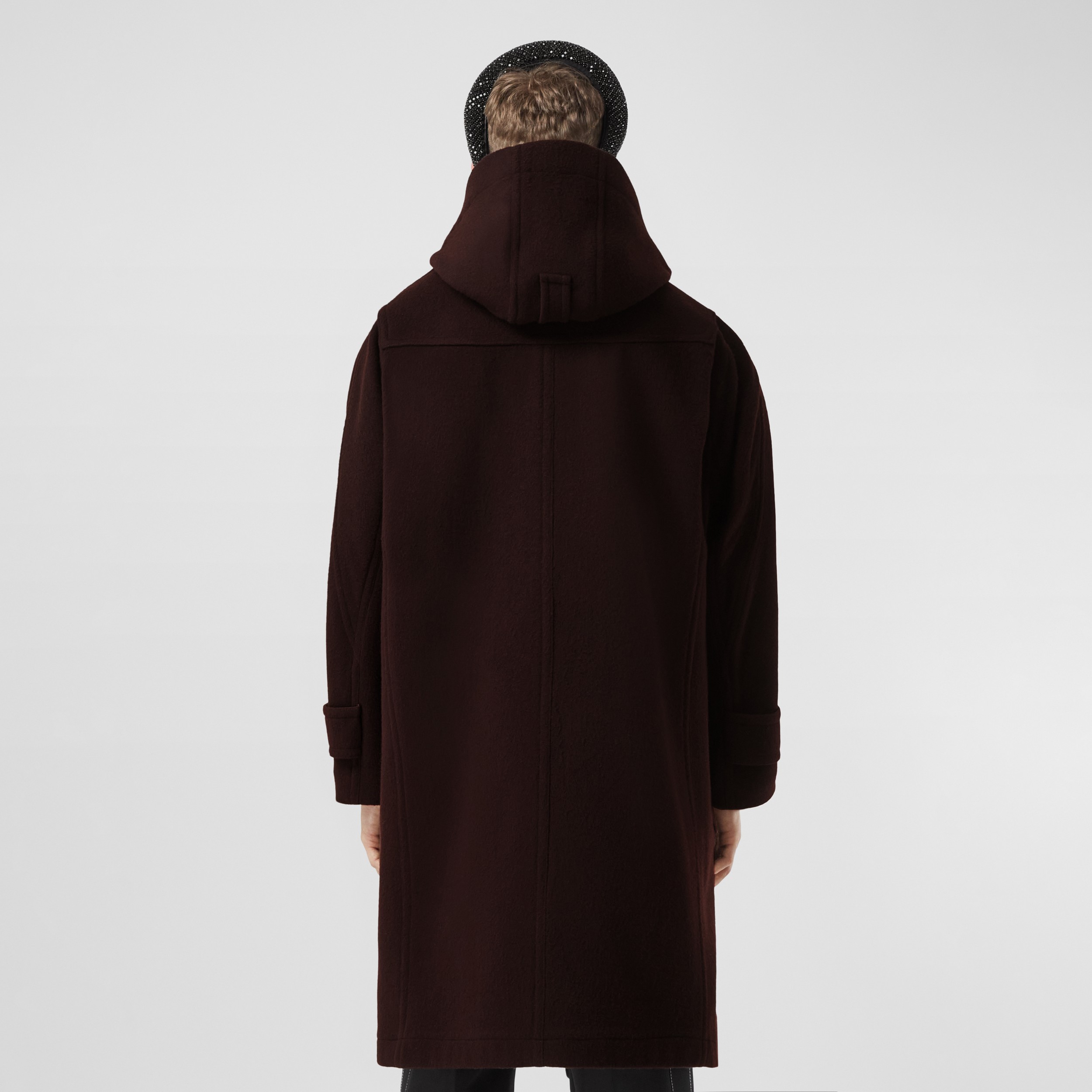 Strap Detail Wool Hooded Duffle Coat in Dark Umber - Men | Burberry® Official - 3