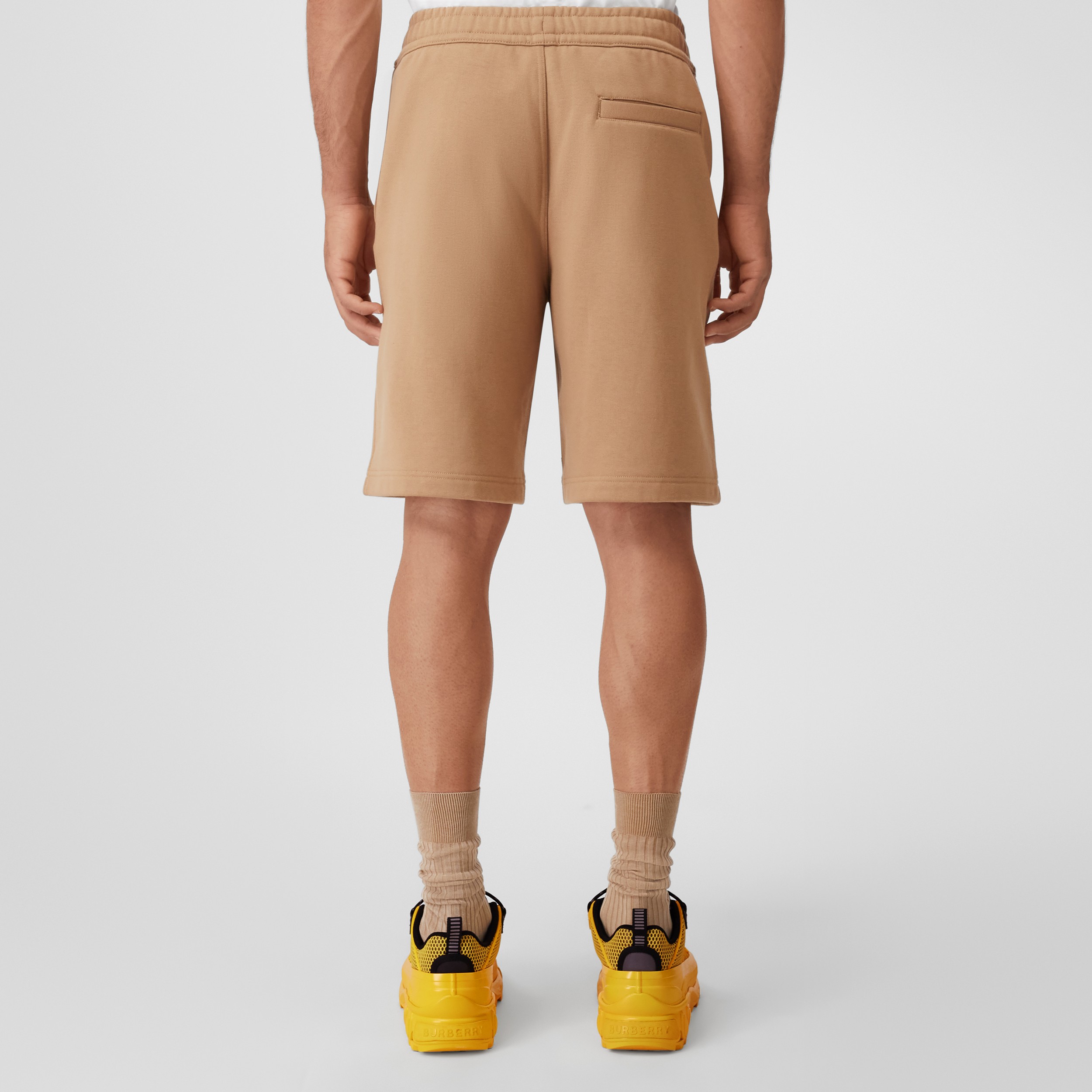Logo Print Cotton Shorts in Camel | Burberry® Official - 3