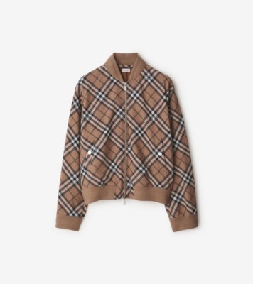 Check Wool Blend Harrington Jacket in Linden - Men | Burberry® Official