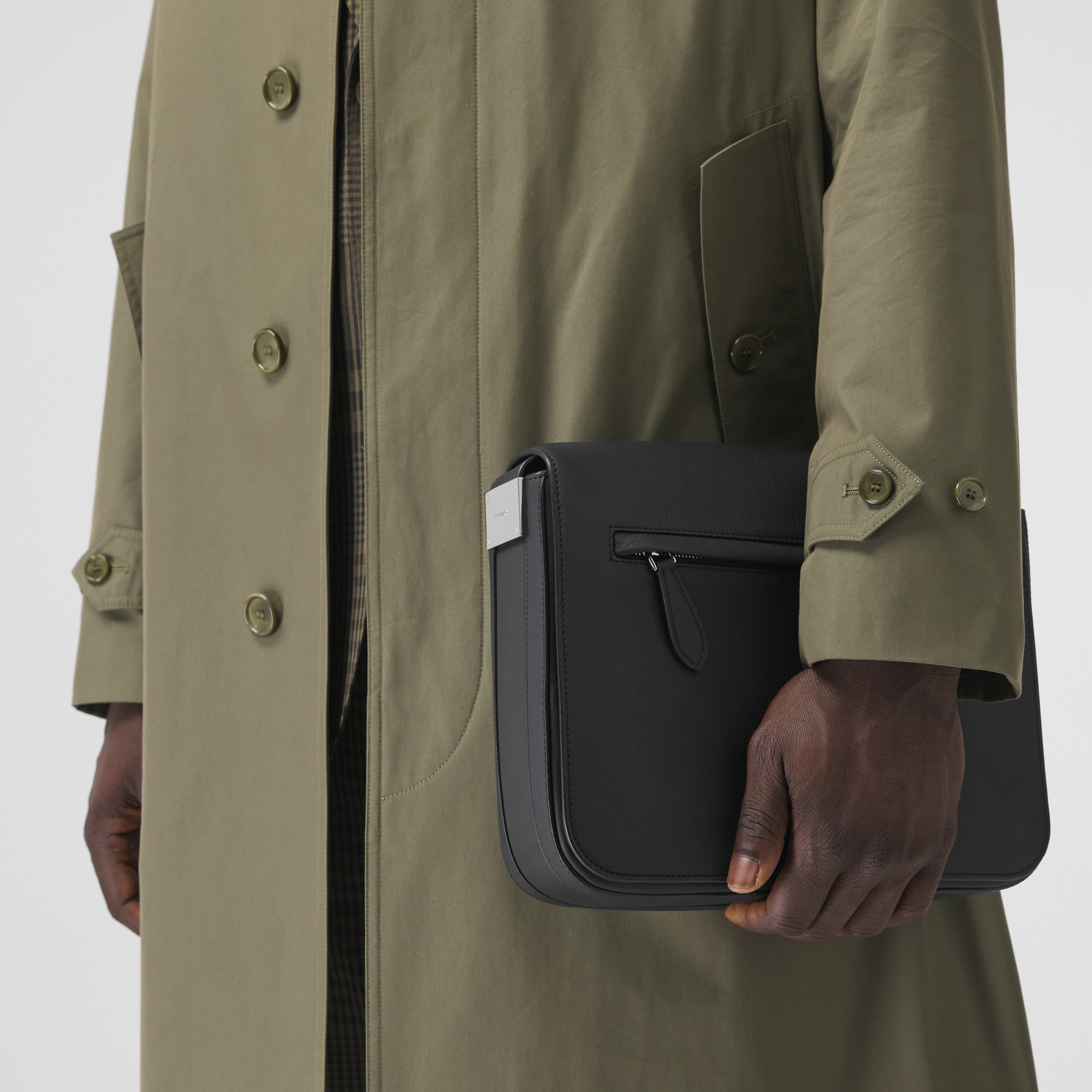 Small Grainy Leather Messenger Bag in Black - Men | Burberry® Official