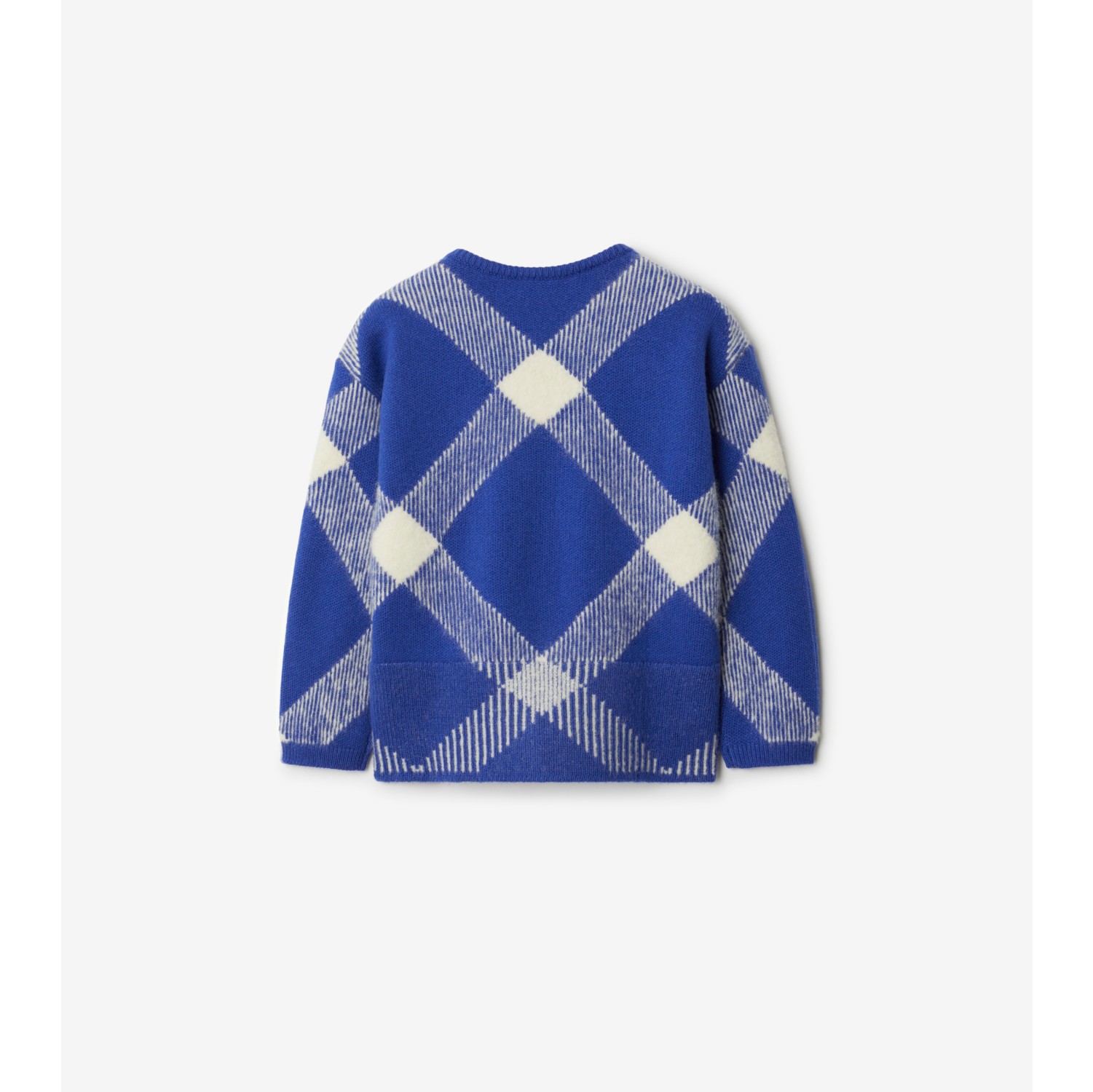 格纹羊毛混纺开衫 (骑士蓝) | Burberry® 博柏利官网