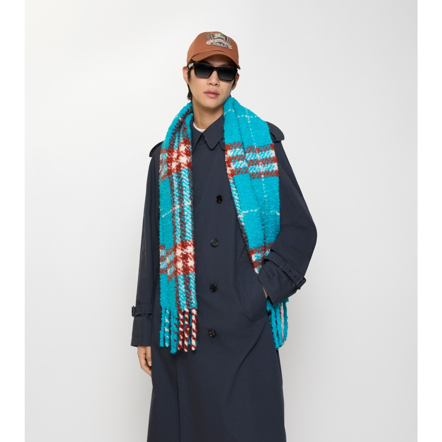 Check Alpaca Wool Blend Bouclé Scarf