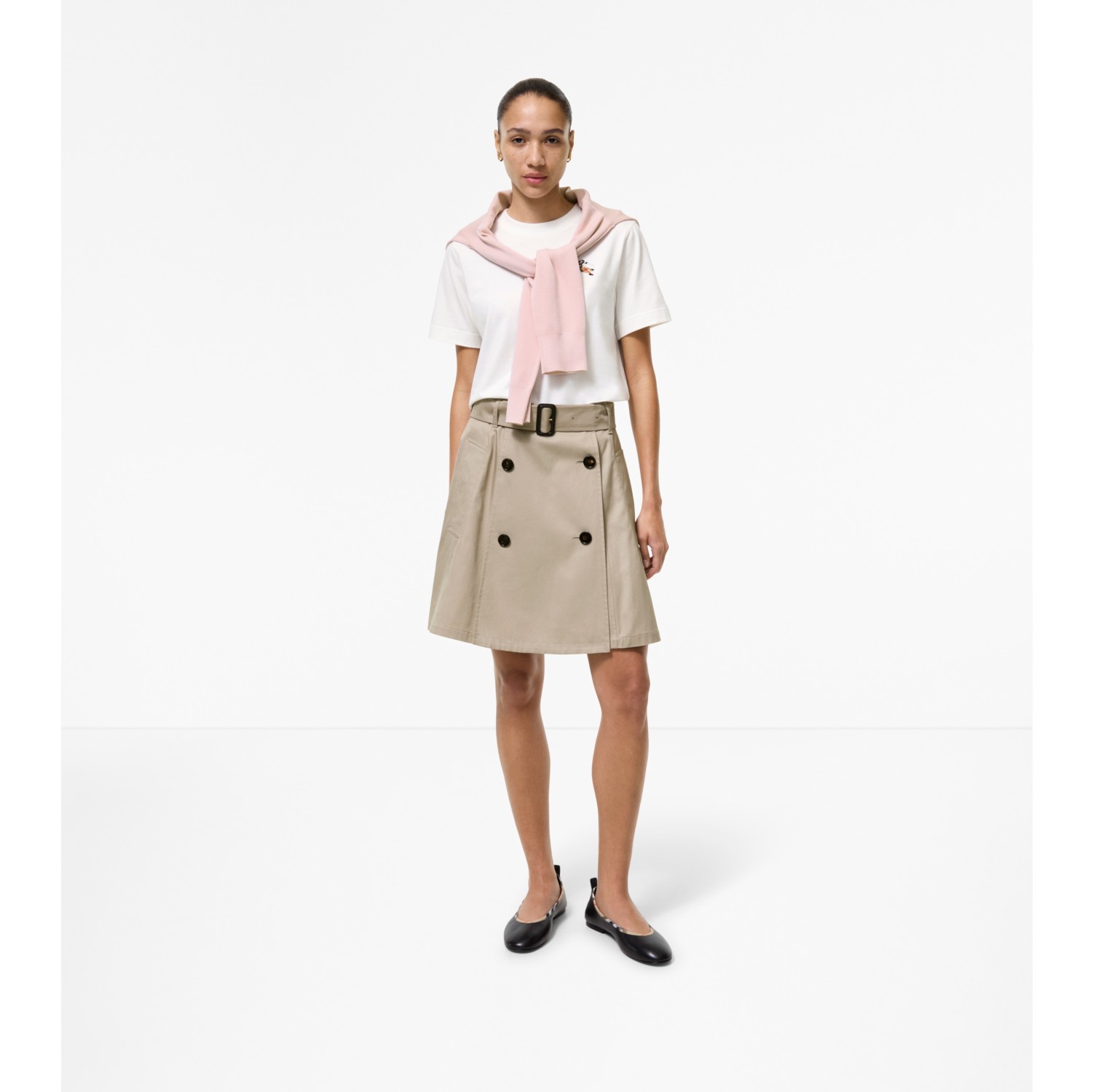 Gabardine Trench Mini Skirt